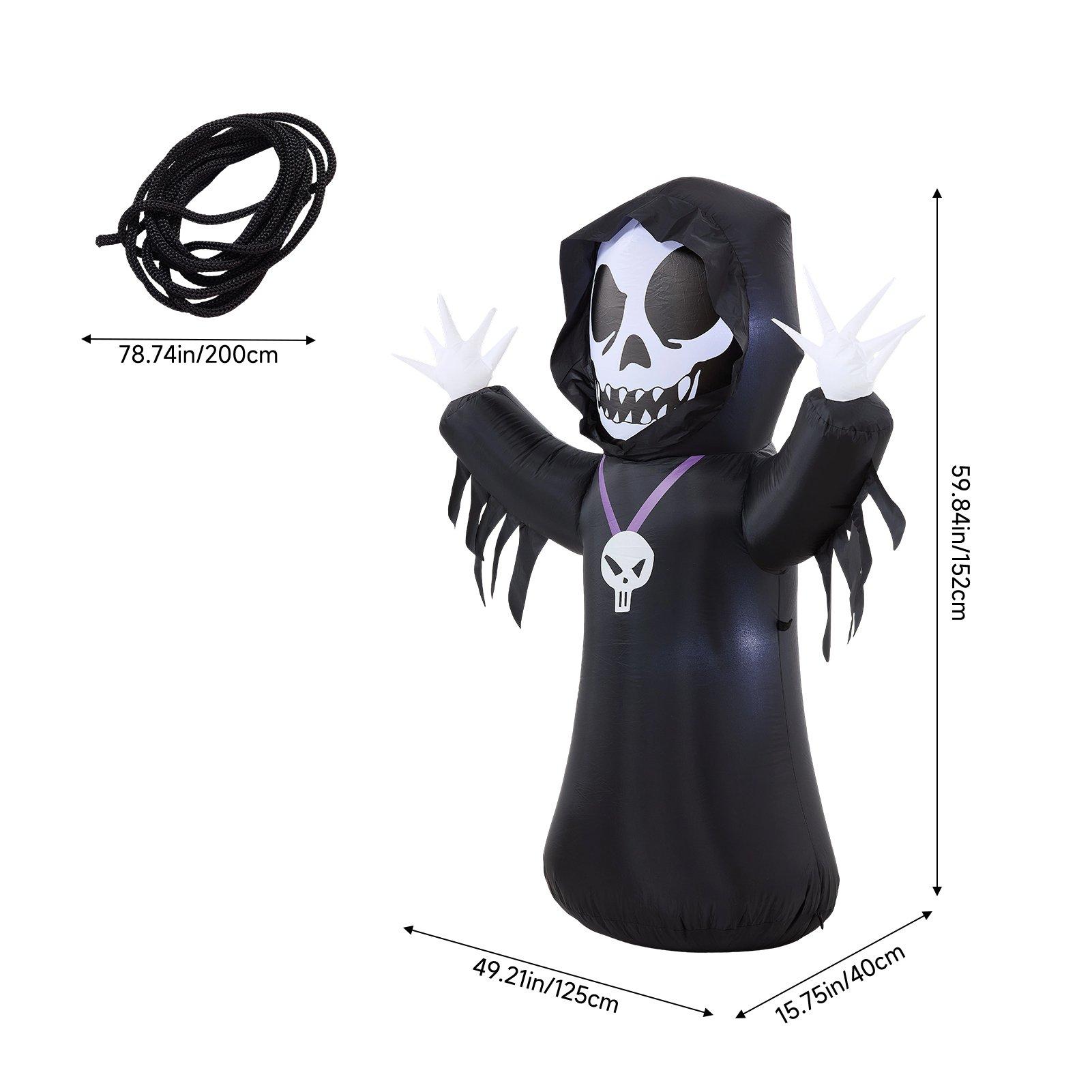Black - LIFE IDEAS - 1.5M Halloween Inflatable Grim Reaper - 2