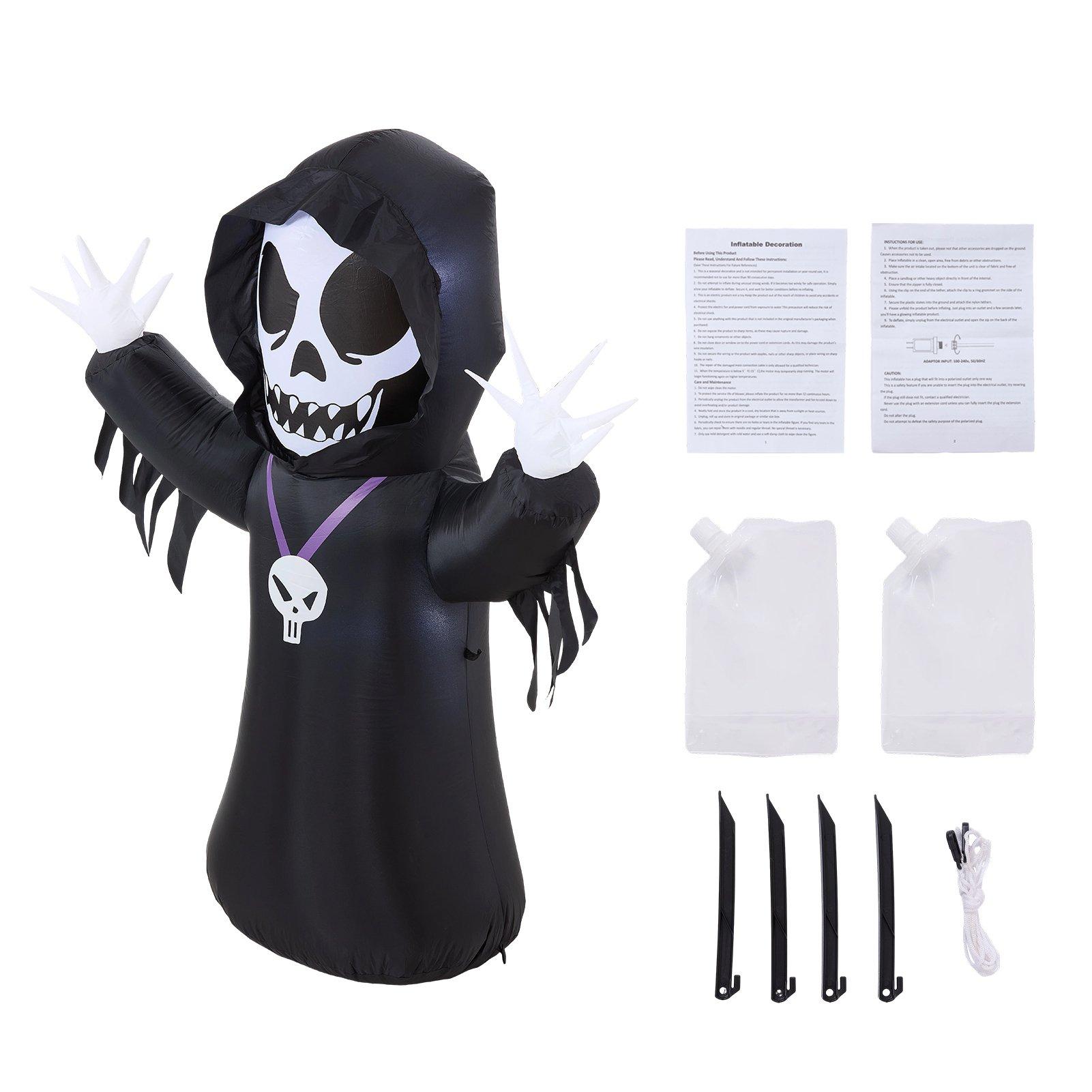 Black - LIFE IDEAS - 1.5M Halloween Inflatable Grim Reaper - 8