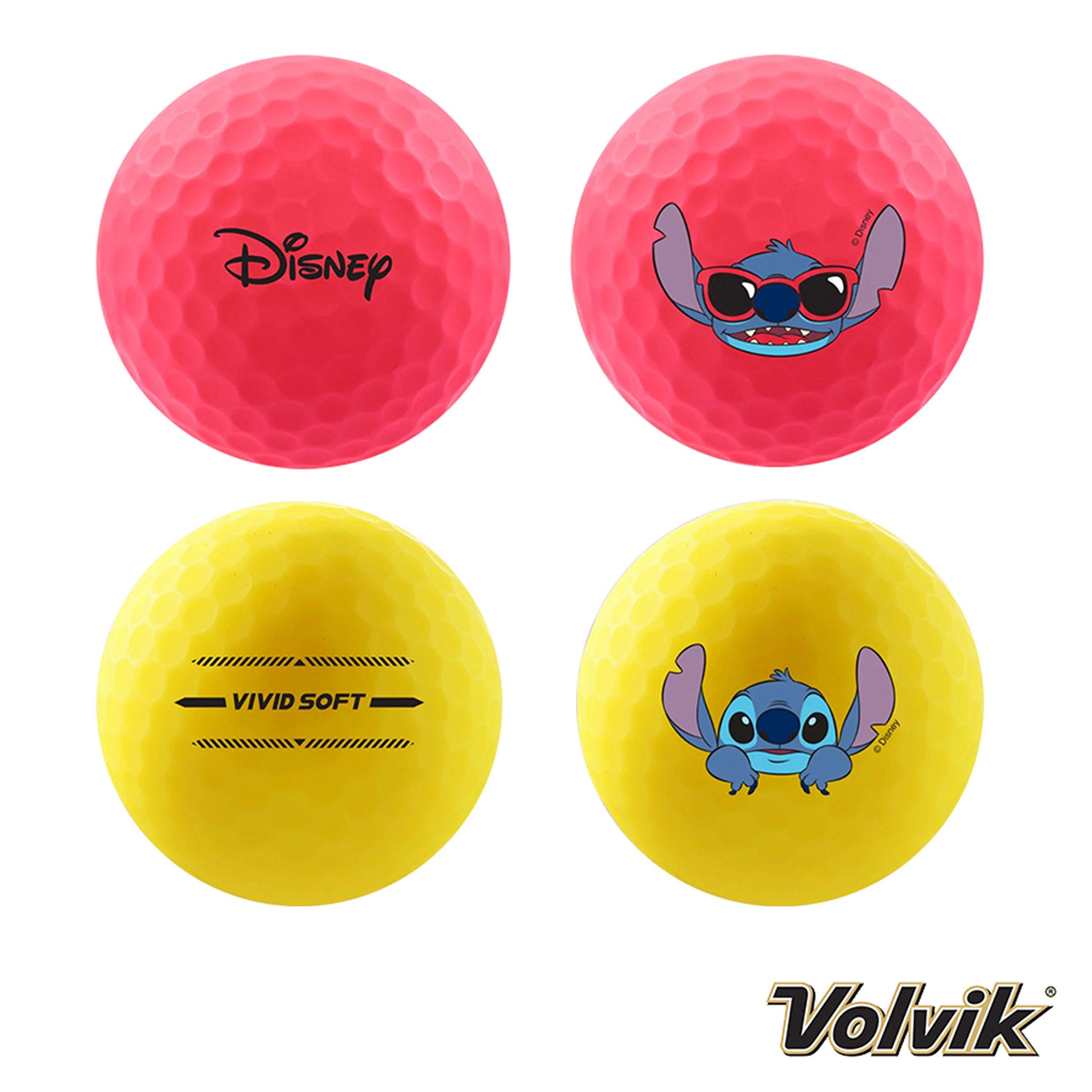 Pink/Yellow - Volvik - Volvik Stitch Vivid 4 Balls + Marker - 2