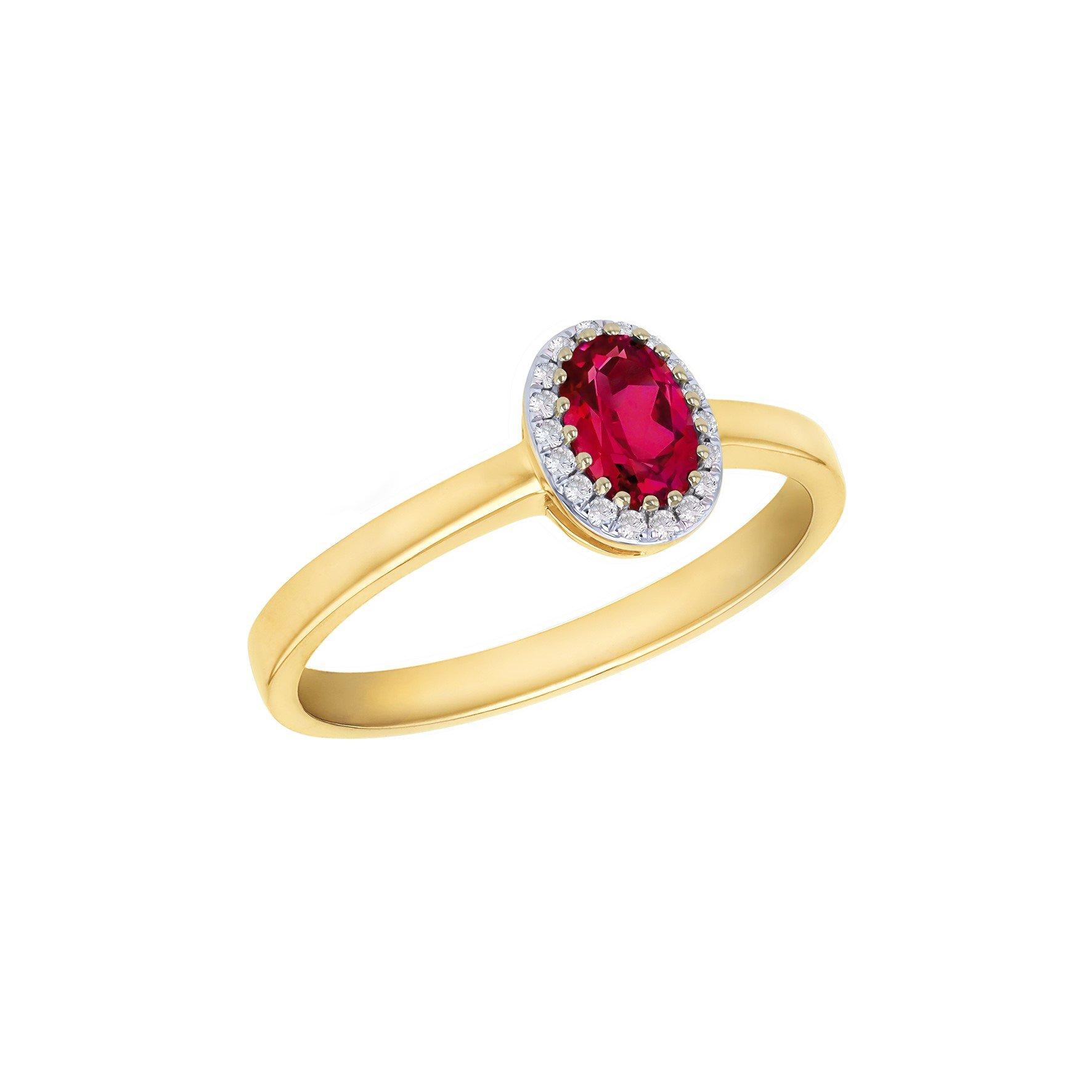Yellow Gold - Be You - 9ct Gold Lab Created Diamonds & Oval Ruby Ring - 1
