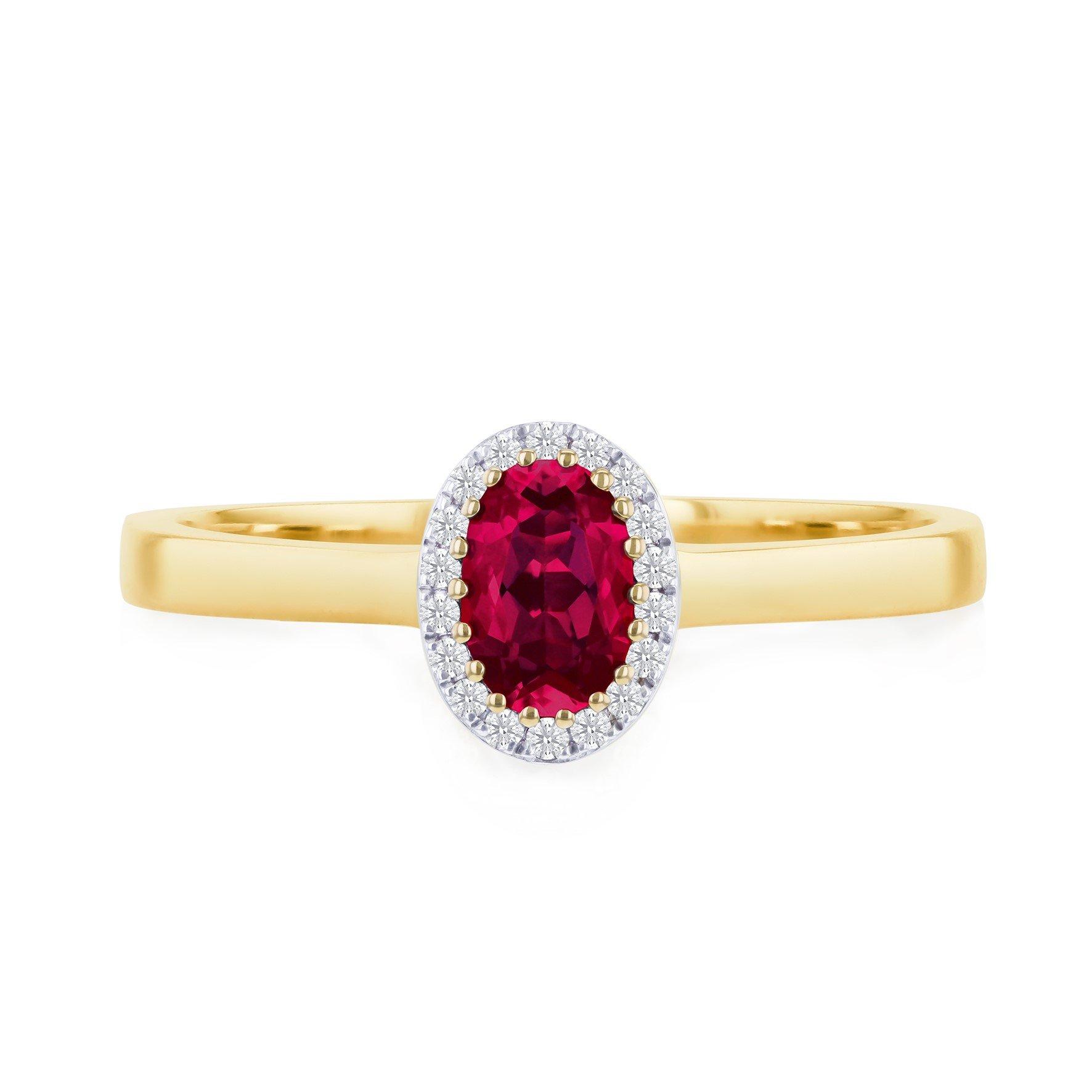 Yellow Gold - Be You - 9ct Gold Lab Created Diamonds & Oval Ruby Ring - 2