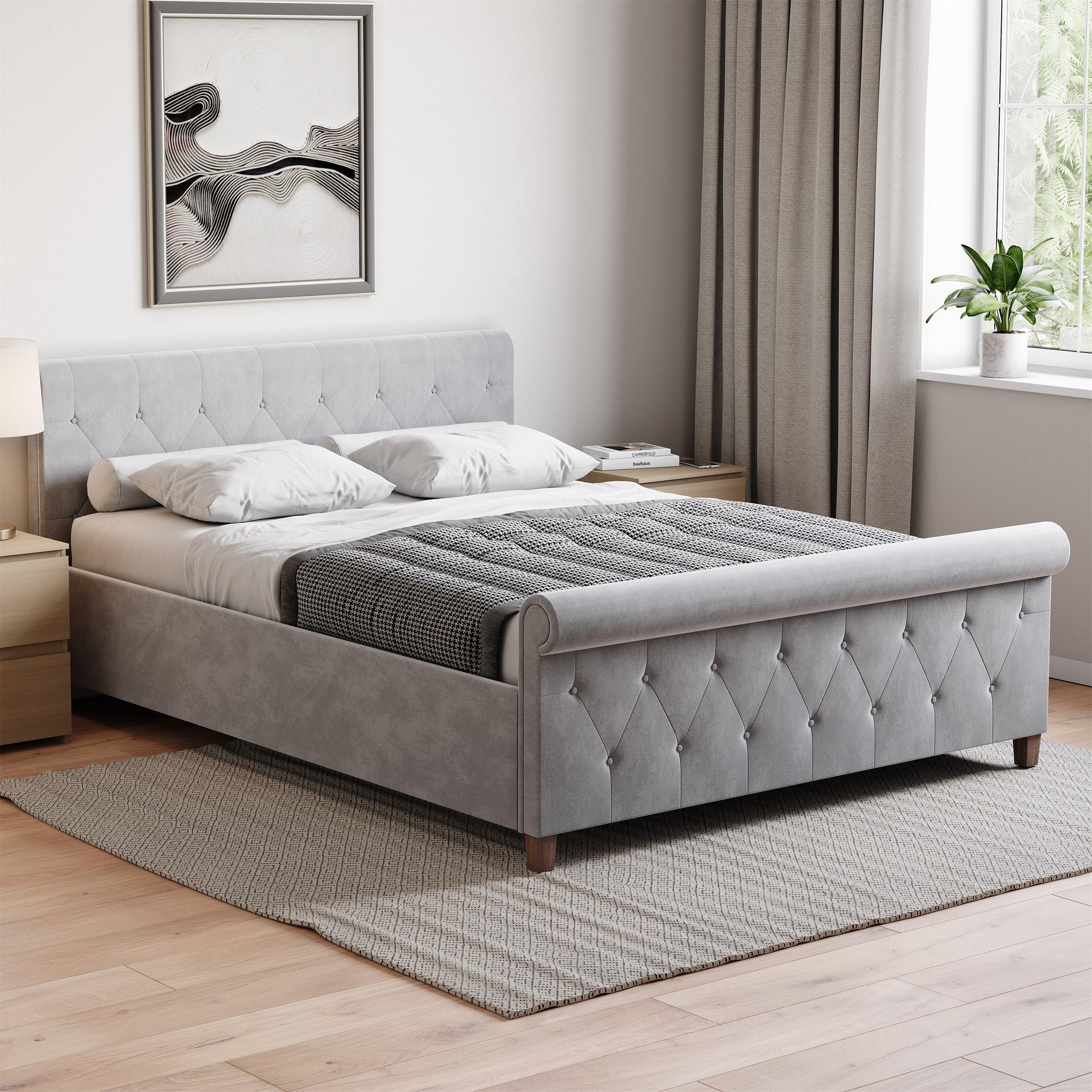 Light Grey Velv - Lassic - Vida Designs Vittorio Double Bed UKFR - 1