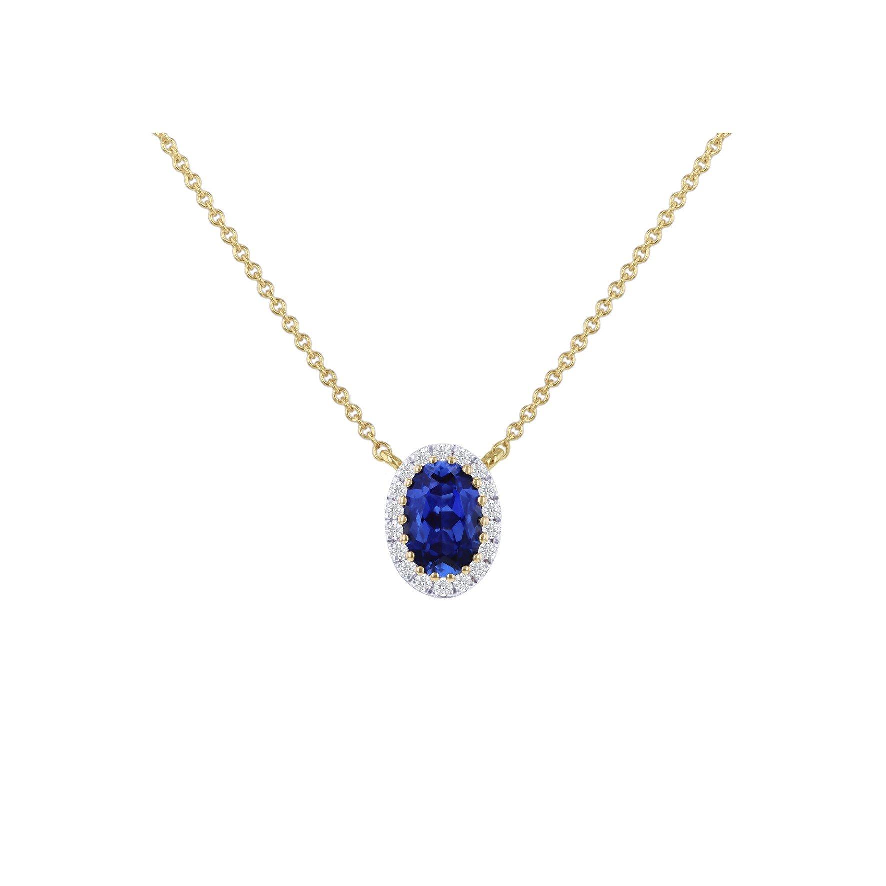 Yellow Gold - Be You - 9ct Gold Lab Created Diamond & Sapphire Necklace - 1