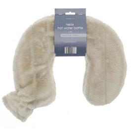 Country Club Neck Hot Water Bottle - Luxury Faux Fur  - Stone