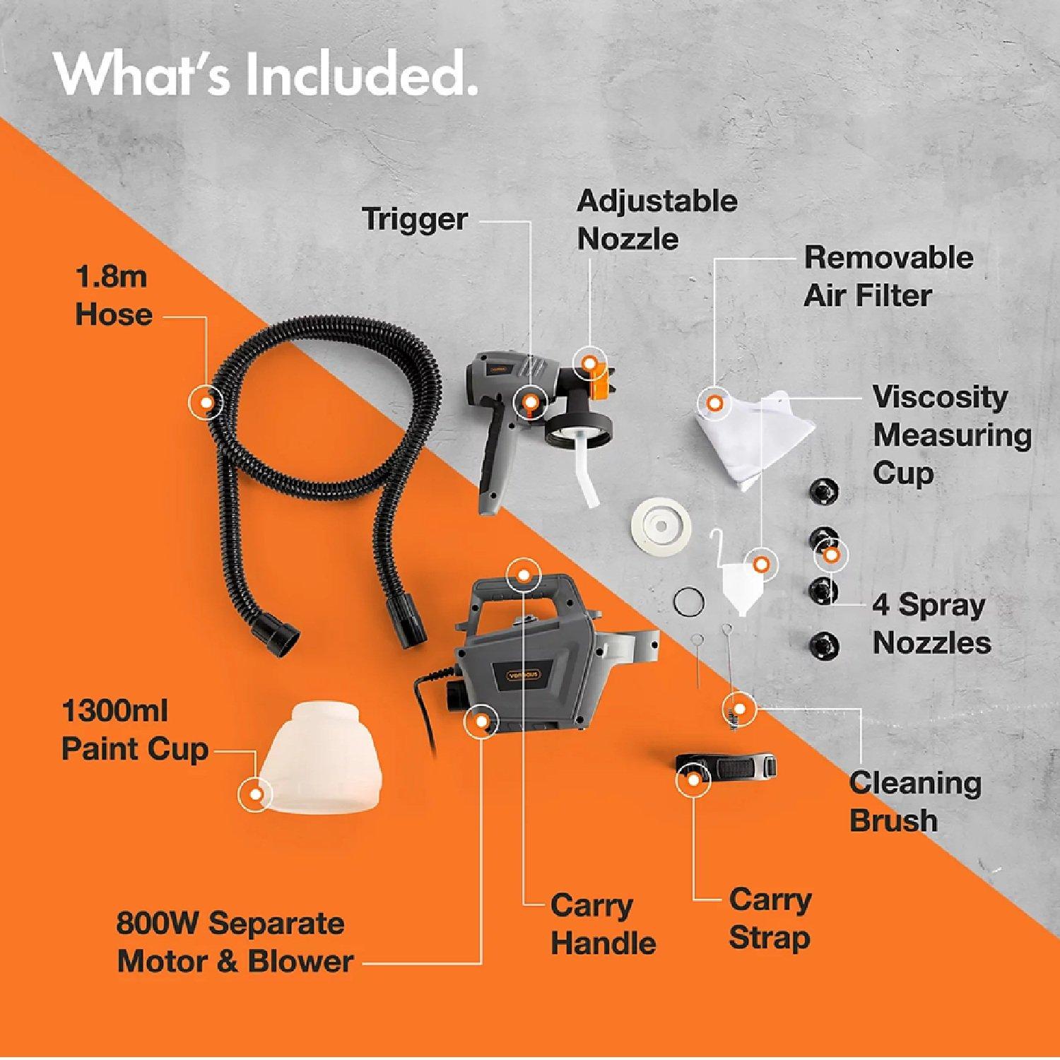 Grey - VonHaus - 800W Paint Sprayer Gun - 7