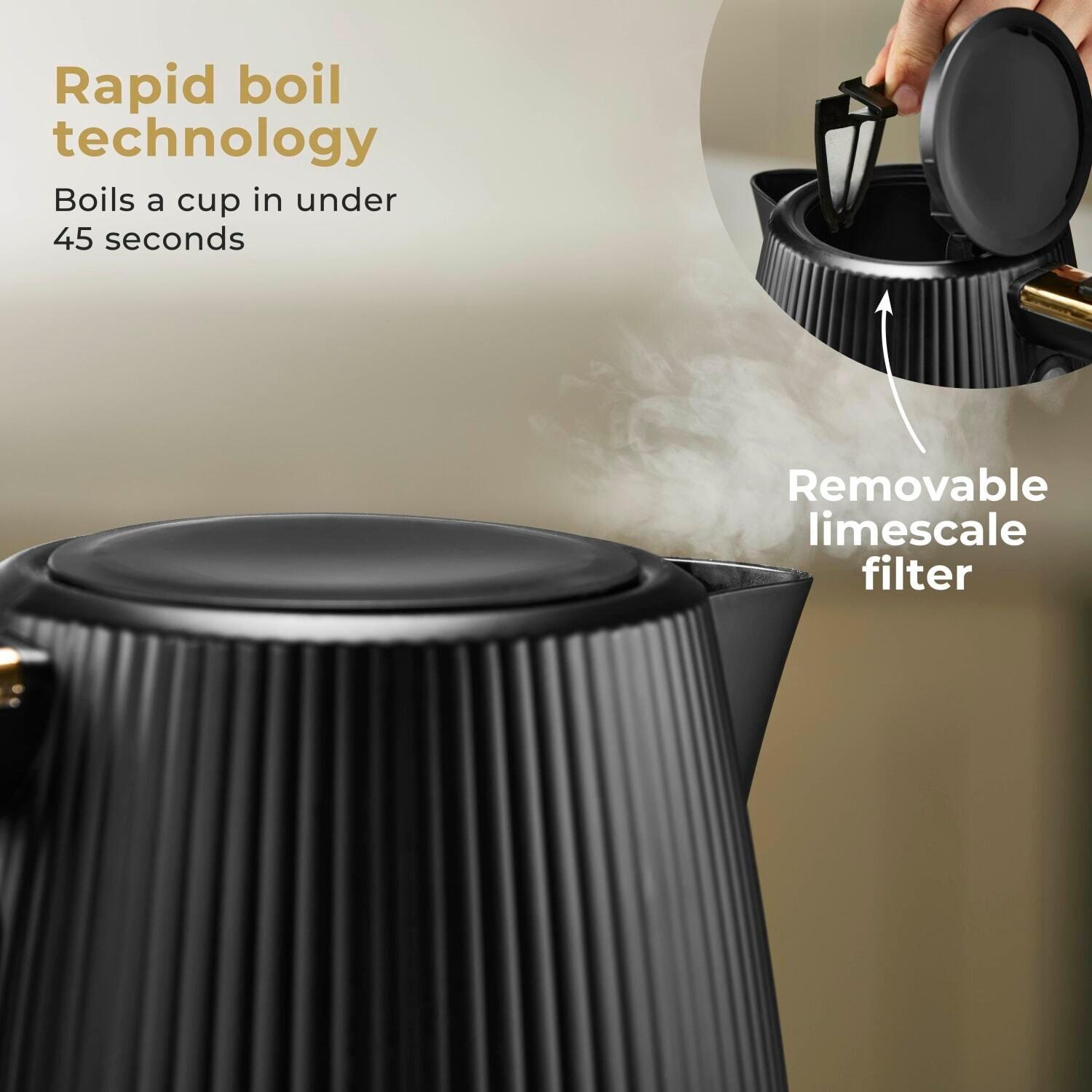 Matte Black - Tower - Tower Velora Electric Kettle 1.7L Rapid Boil 3kW - 4