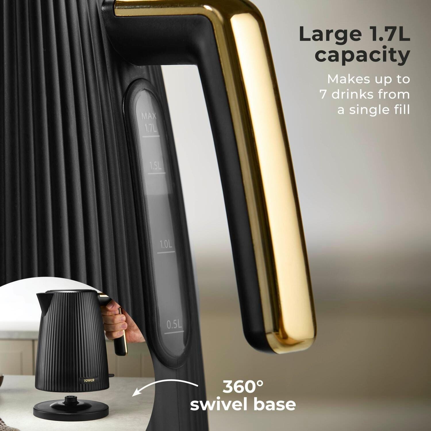 Matte Black - Tower - Tower Velora Electric Kettle 1.7L Rapid Boil 3kW - 5