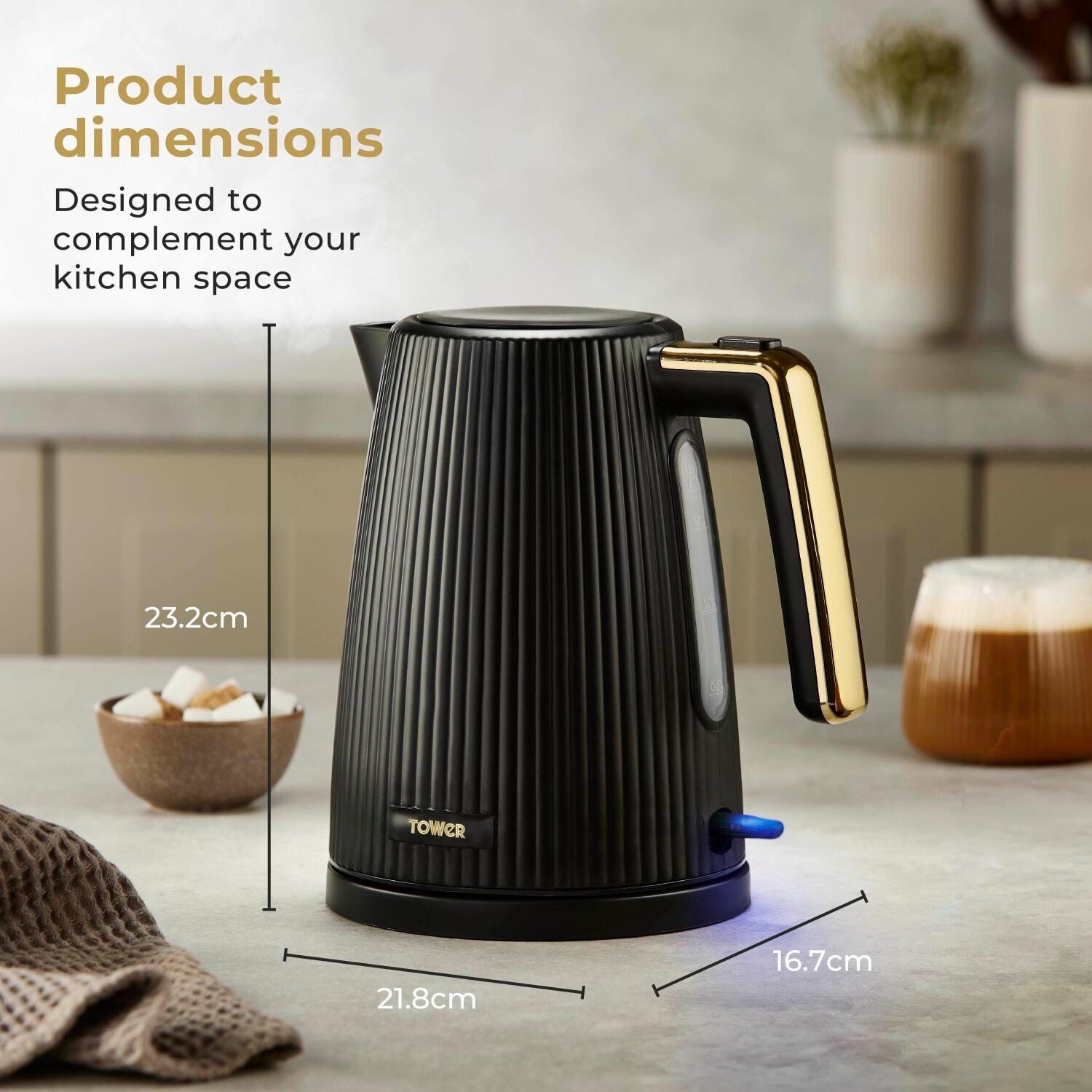 Matte Black - Tower - Tower Velora Electric Kettle 1.7L Rapid Boil 3kW - 6