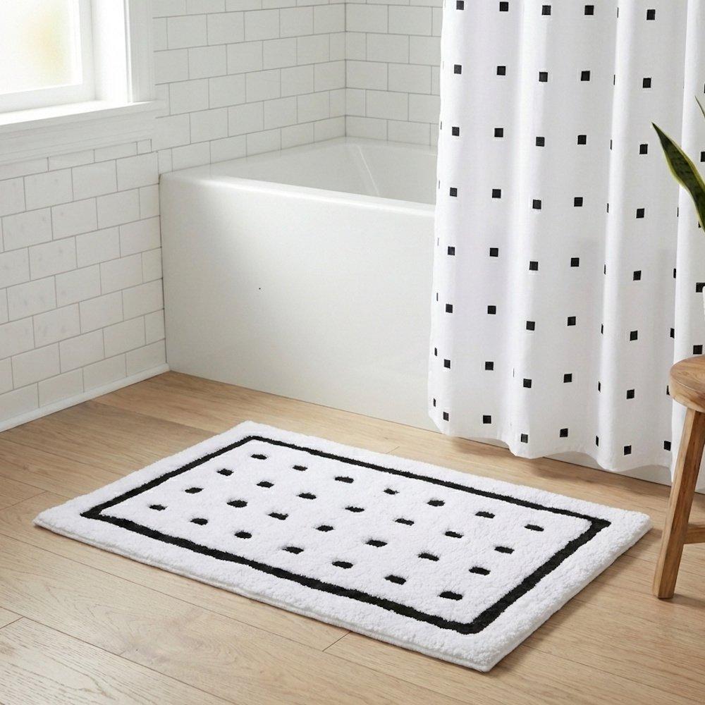 White/Black - Croydex - Black Squares Bath Mat - 1