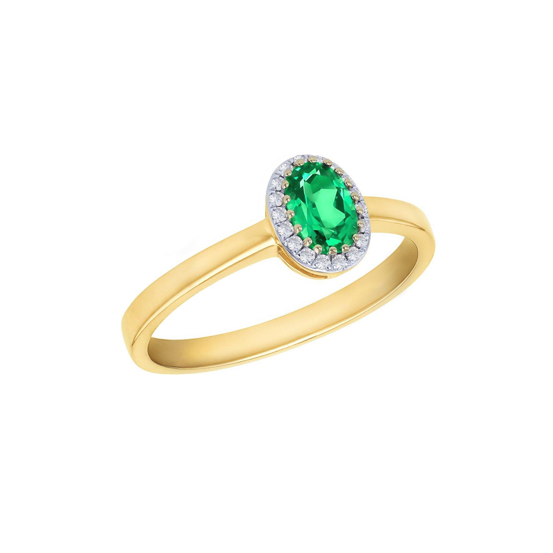 Yellow Gold - Be You - 9ct Gold Lab Created Diamonds & Oval Emerald ring - 1