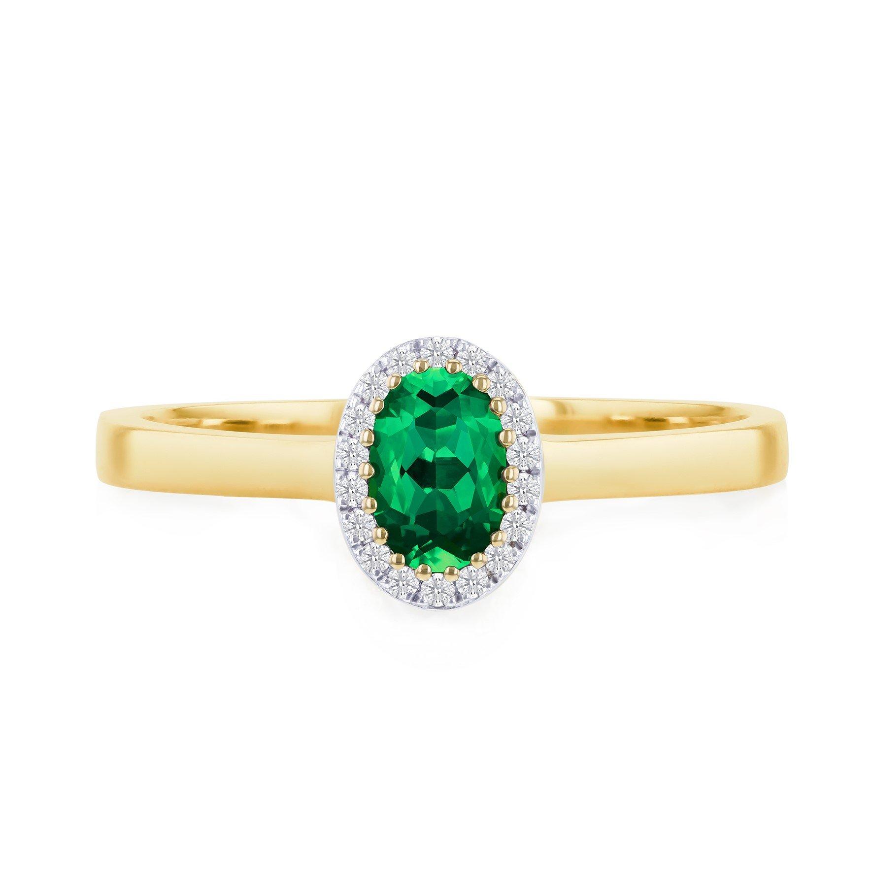Yellow Gold - Be You - 9ct Gold Lab Created Diamonds & Oval Emerald ring - 2