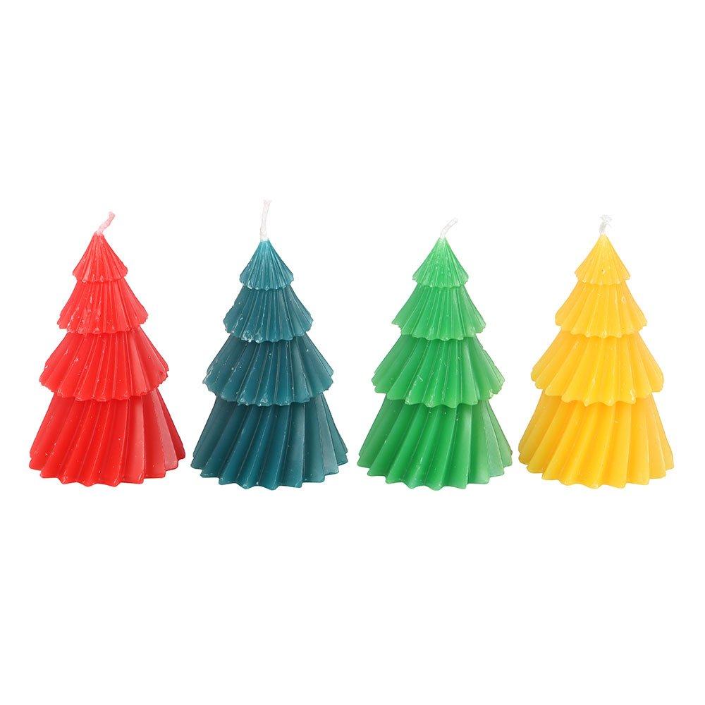 Multi - Something Different - Set of 4 Colourful Christmas Tree Candles - 2