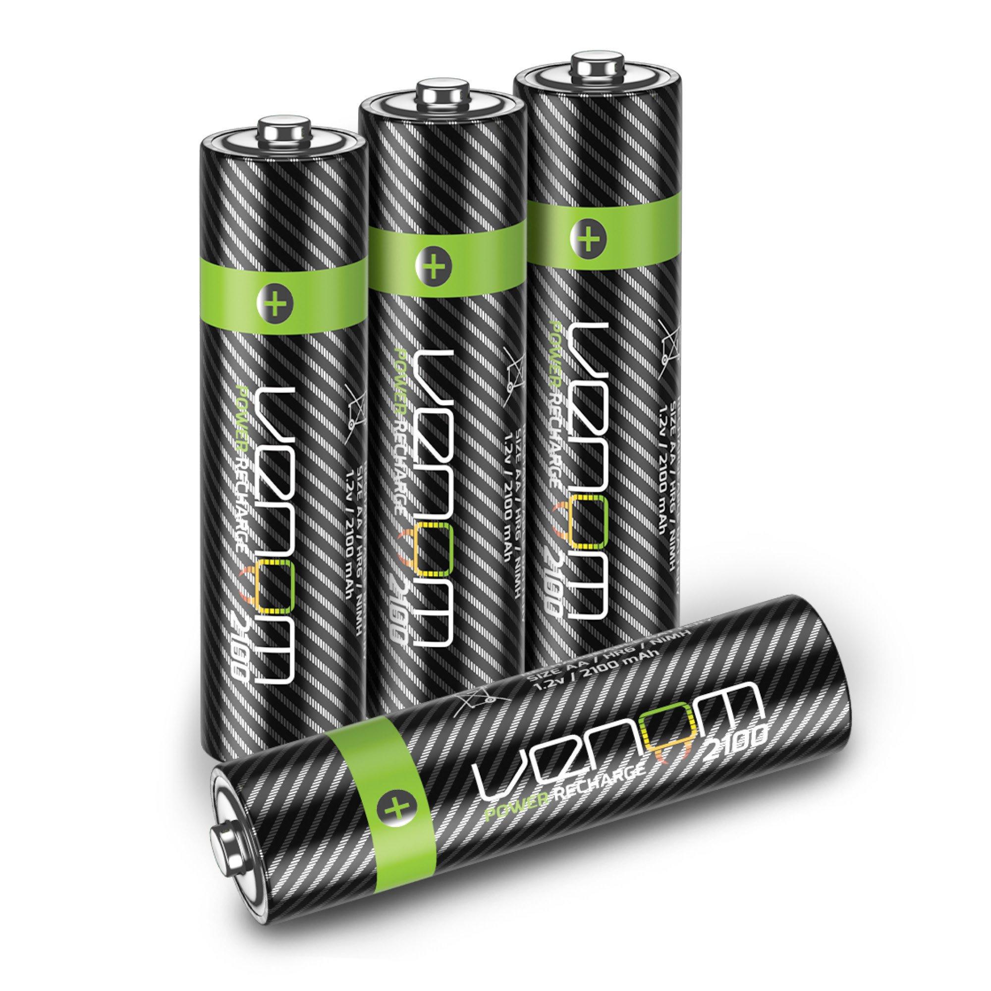Grey - Venom - Rechargeable AA Batteries - 2100mAh 1.2V NiMH - High Capacity (4-Pack) - 1