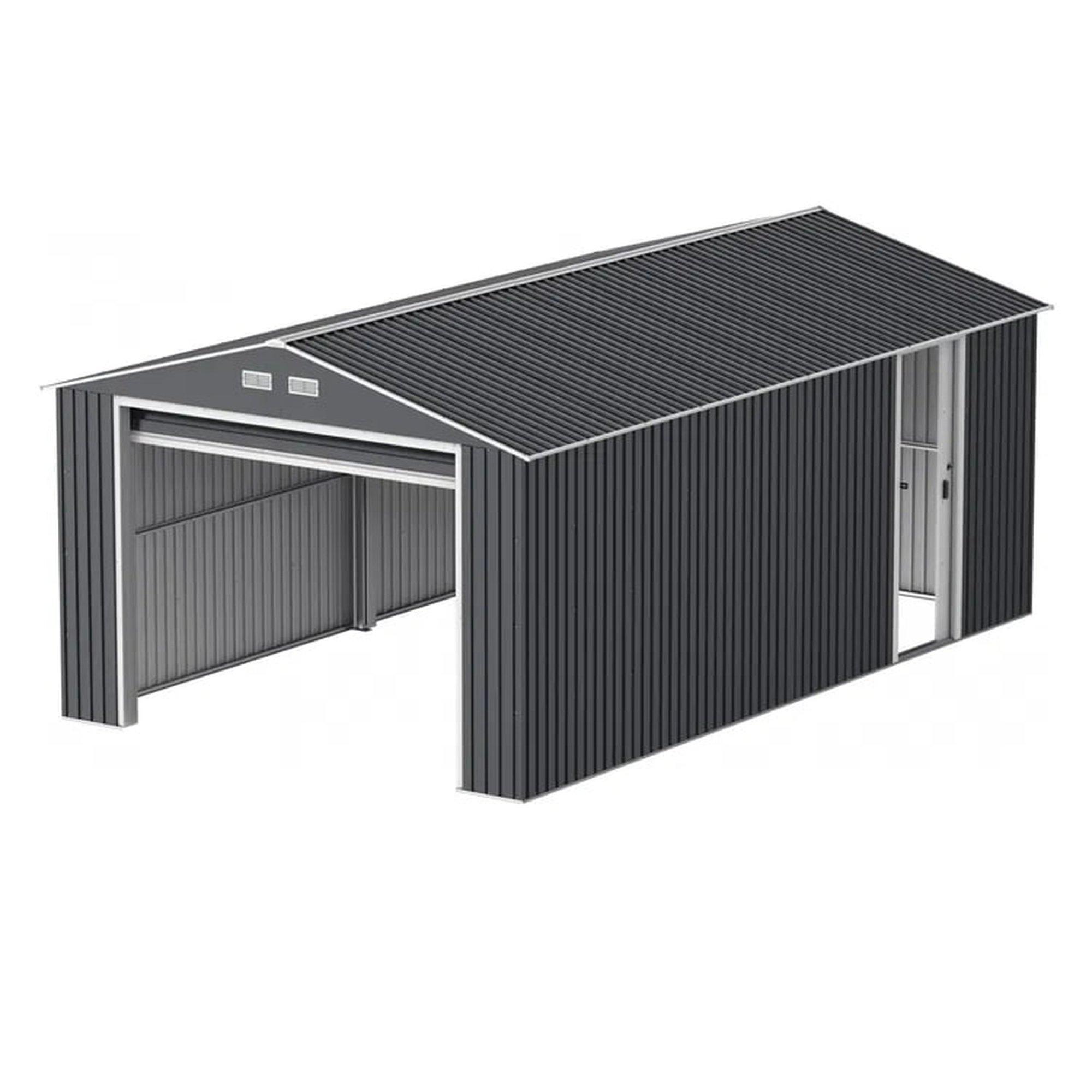Grey - Store More - Sapphire Olympian Fronted Apex Metal Garage - 2