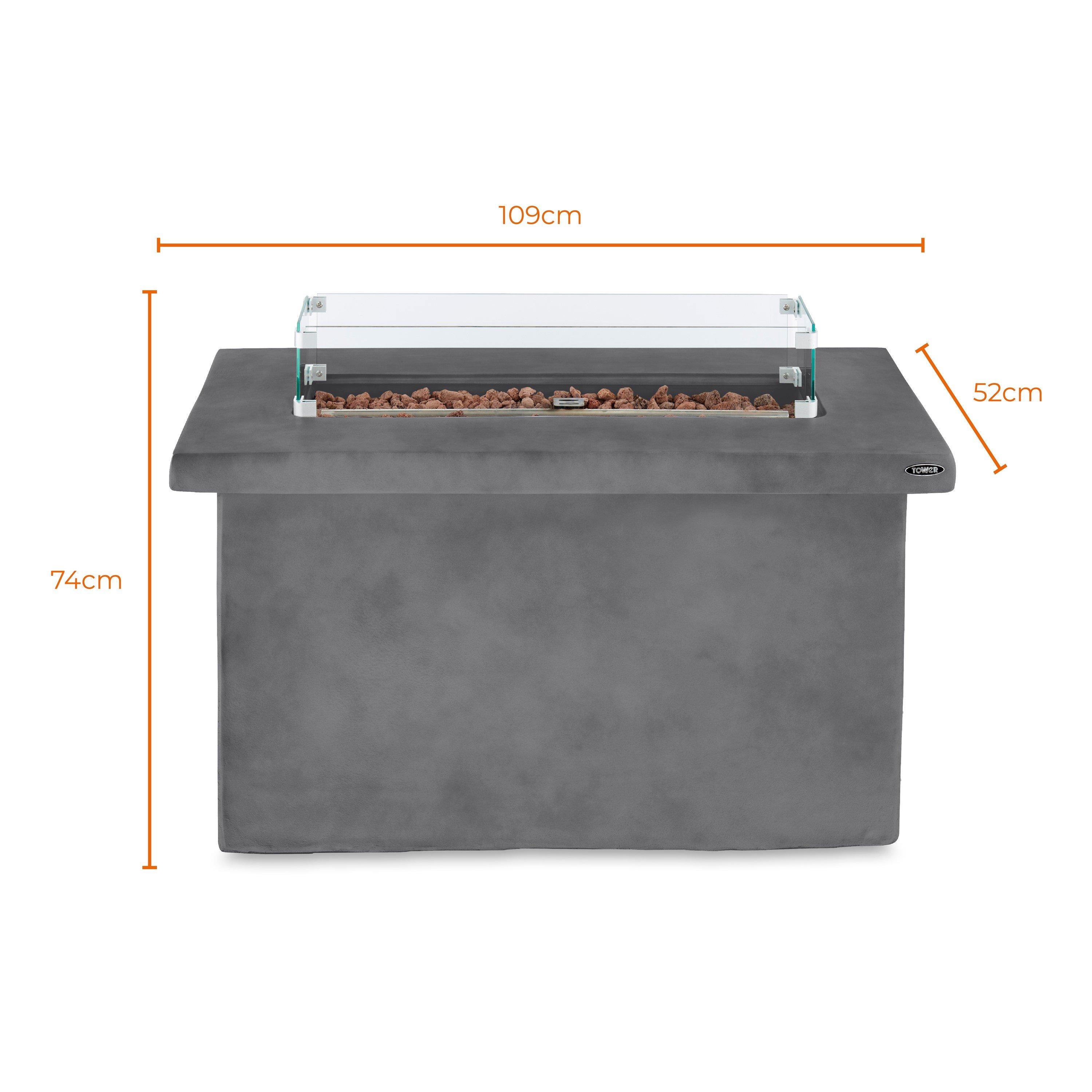 Grey - Tower - Magna Rectangular Gas Fire Pit - 11