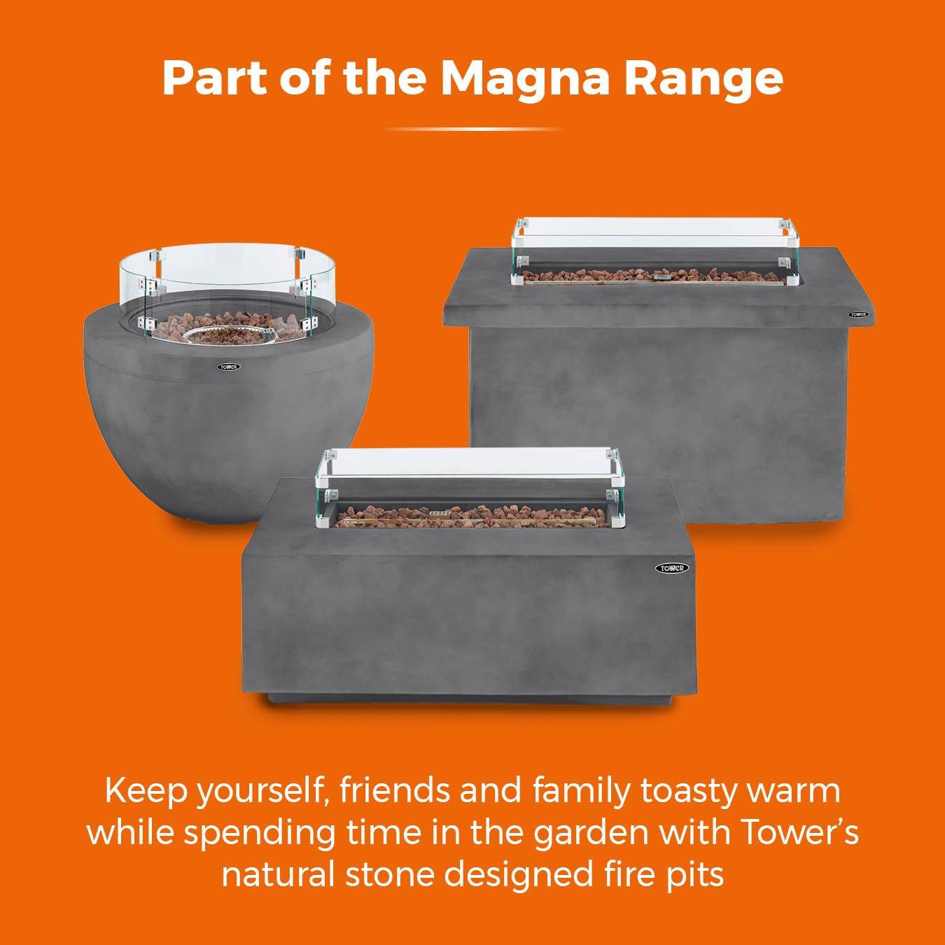Grey - Tower - Magna Rectangular Gas Fire Pit - 9