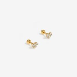 Inicio Gold Plated Mini Crystal Pave Heart Stud Earrings