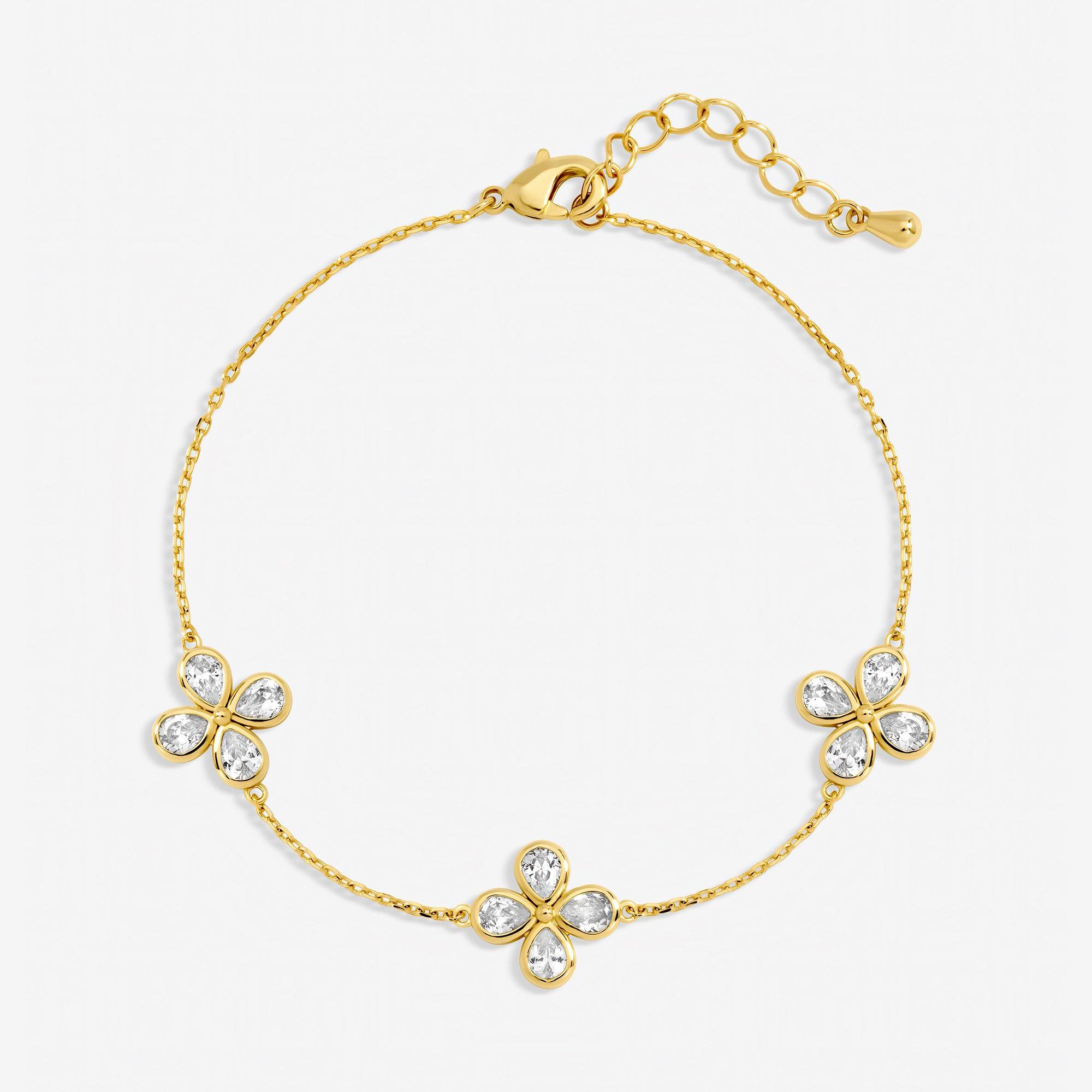 Gold - Jon Richard - Gold Plated and Crystal Delicate Flower Bracelet - 1