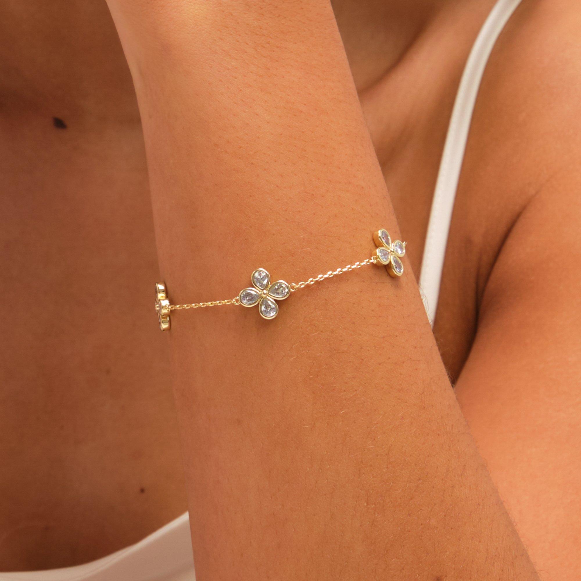 Gold - Jon Richard - Gold Plated and Crystal Delicate Flower Bracelet - 2