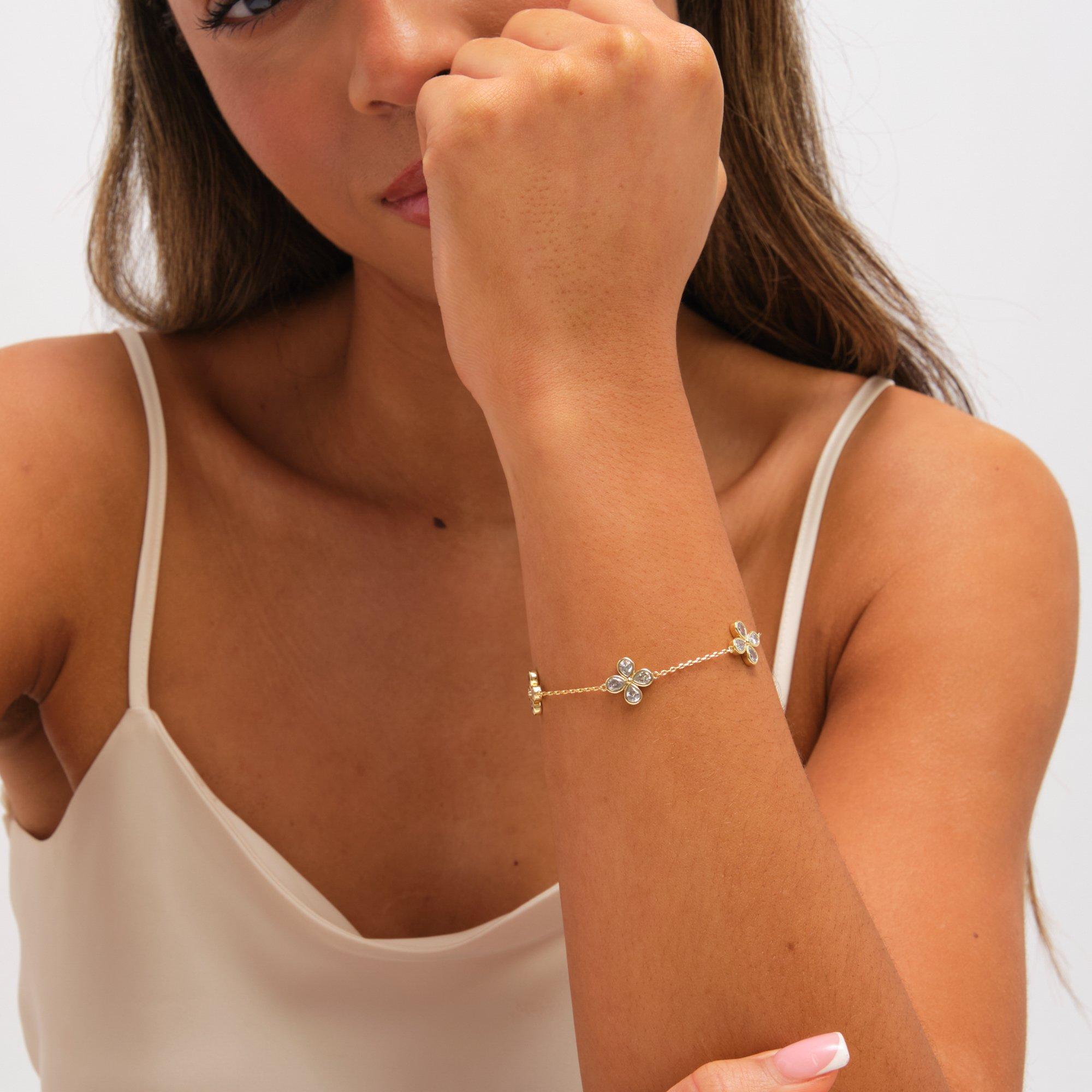 Gold - Jon Richard - Gold Plated and Crystal Delicate Flower Bracelet - 3