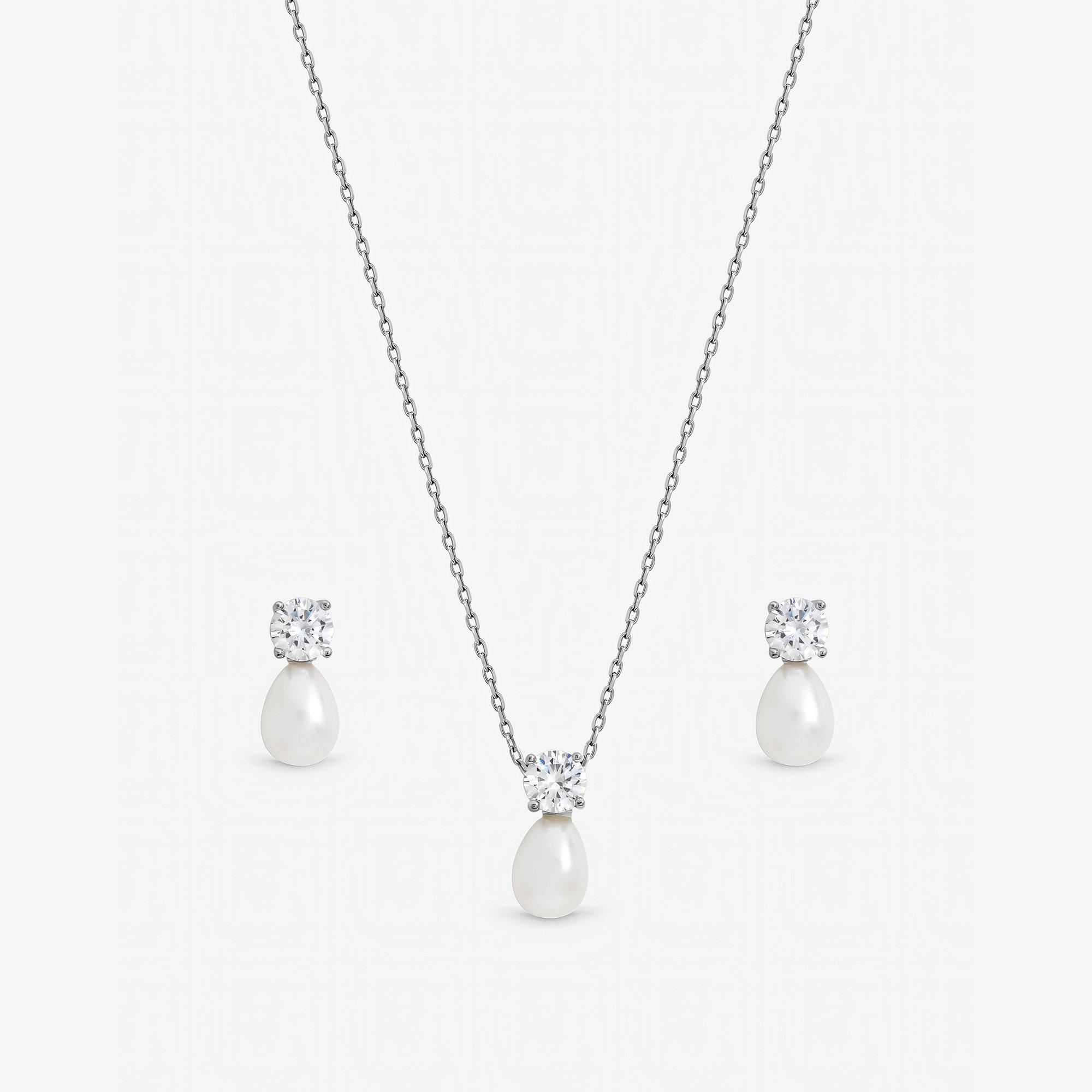 Silver - Jon Richard - Rhodium Crystal and Pearl Set - Gift Box - 2