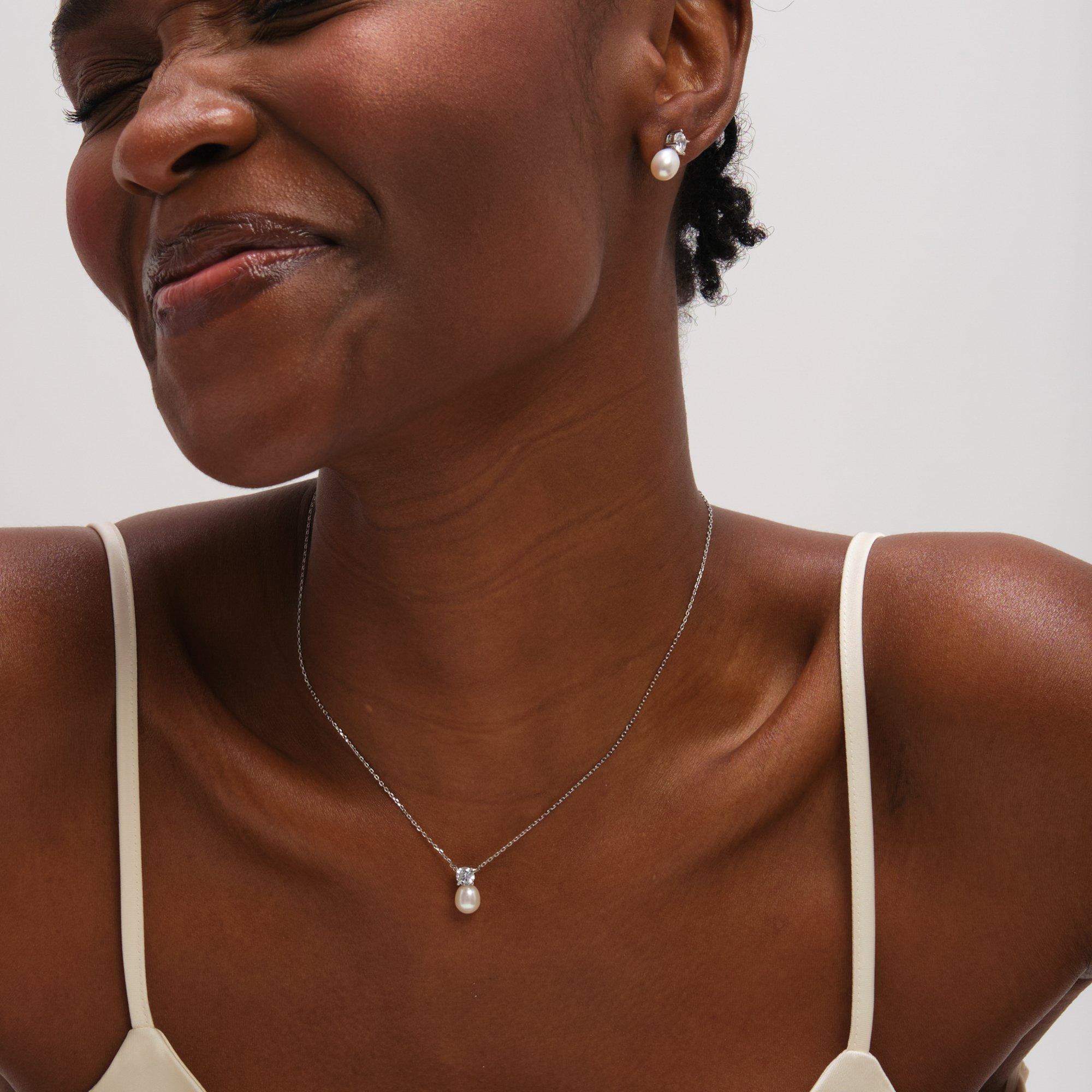 Silver - Jon Richard - Rhodium Crystal and Pearl Set - Gift Box - 3