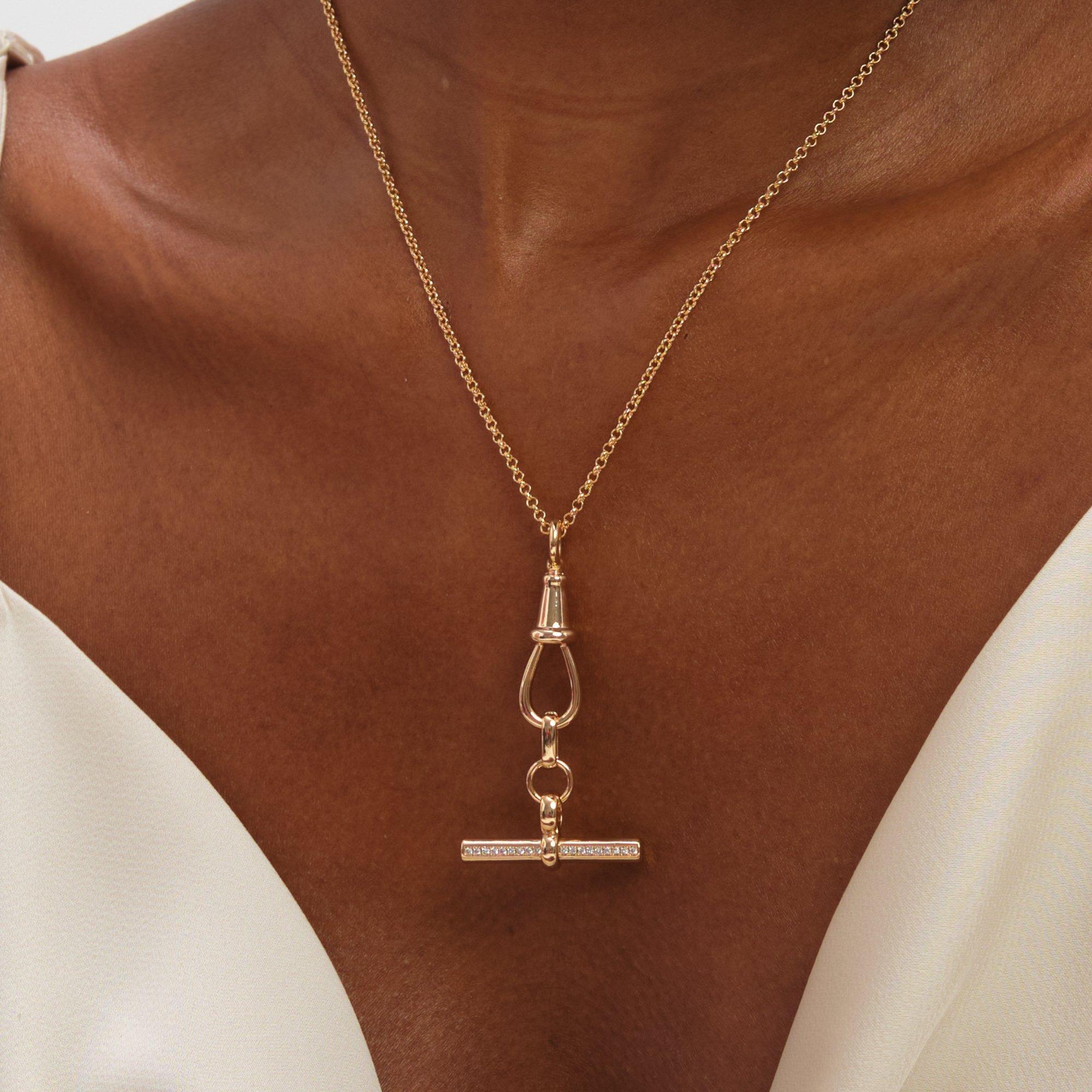 Gold - Jon Richard - Gold Plated Pave T Bar Necklace - 2