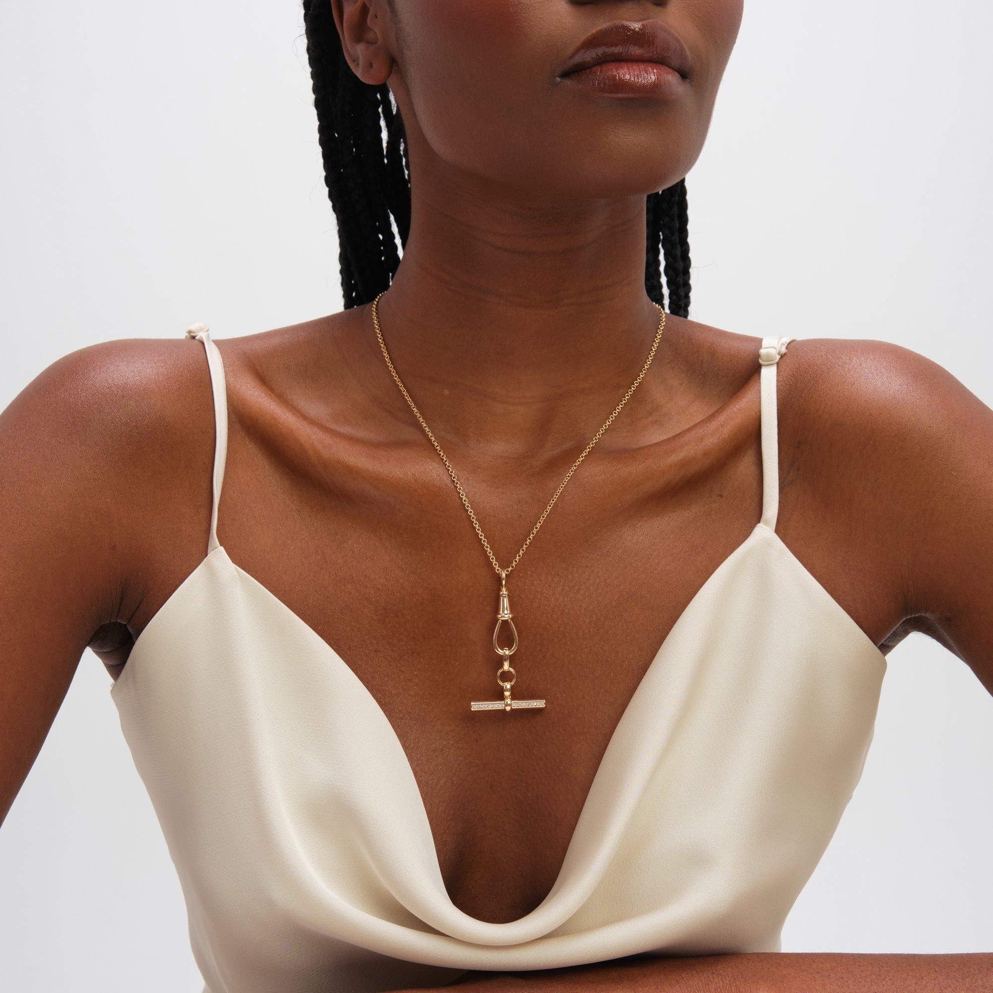 Gold - Jon Richard - Gold Plated Pave T Bar Necklace - 3