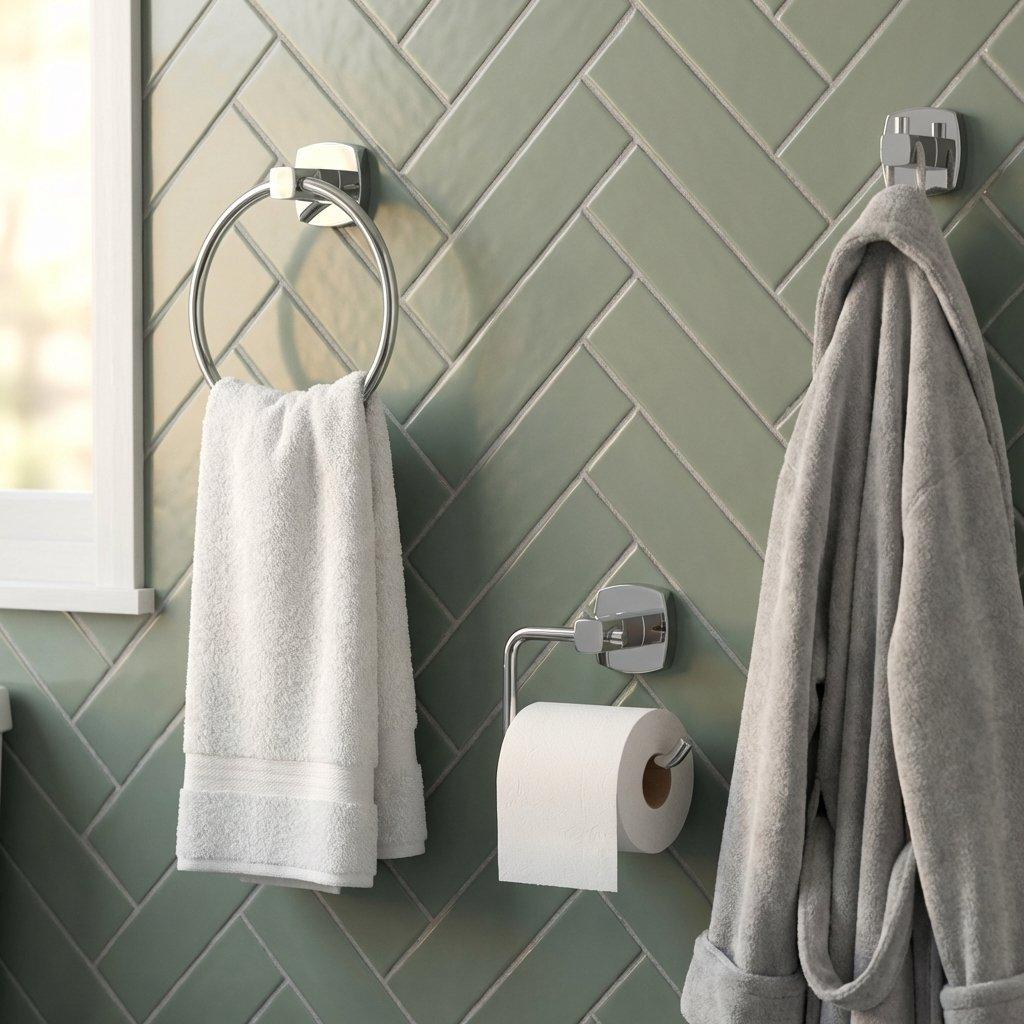 Chrome - Croydex - Medway 3pc Wall Mounted Bathroom Accessories Essentials - 1
