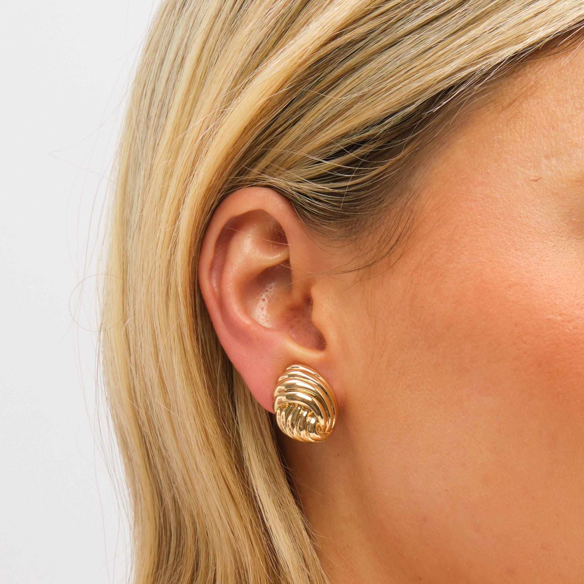 Gold - Jon Richard - Gold Plated Shell Clip Earrings - 2