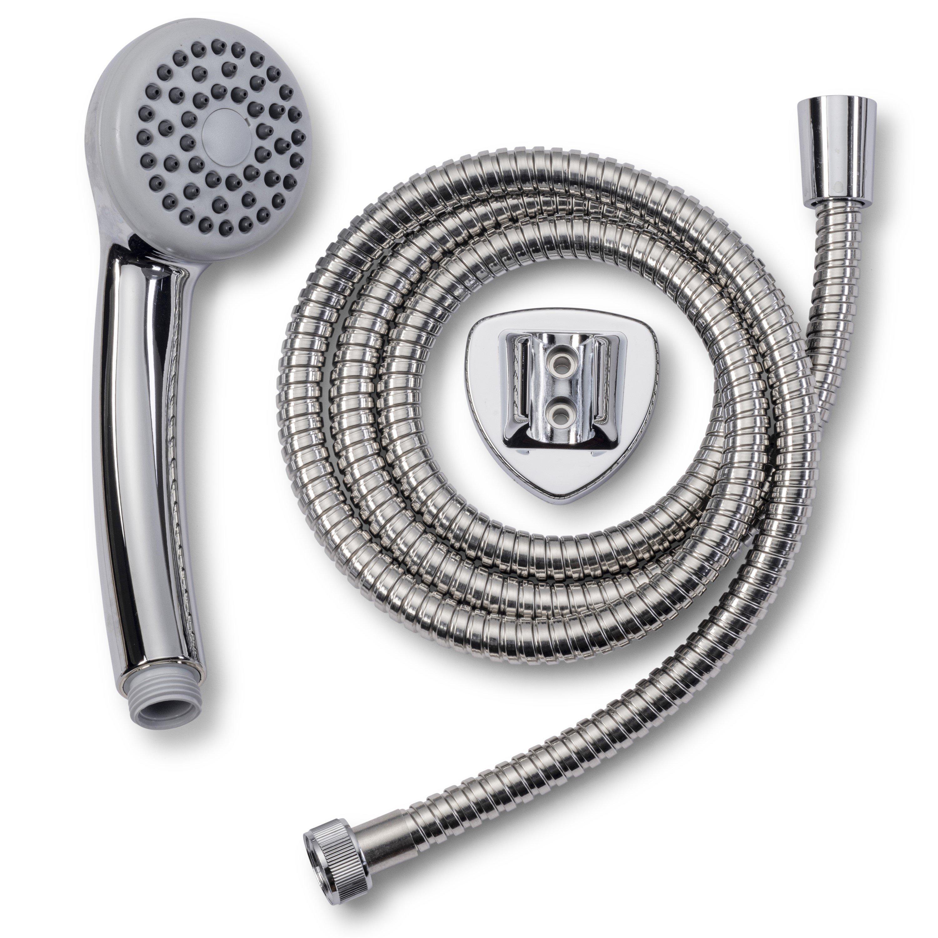 Chrome - Croydex - Amalfi Shower Head & Hose Set With Bracket - 1