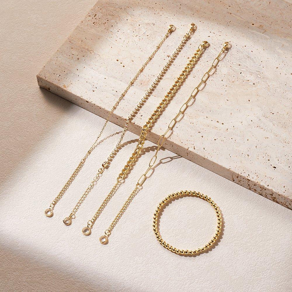 Gold - SHEONLY - 5PCS 14K Gold Plated Stacking Bracelets Set - 1