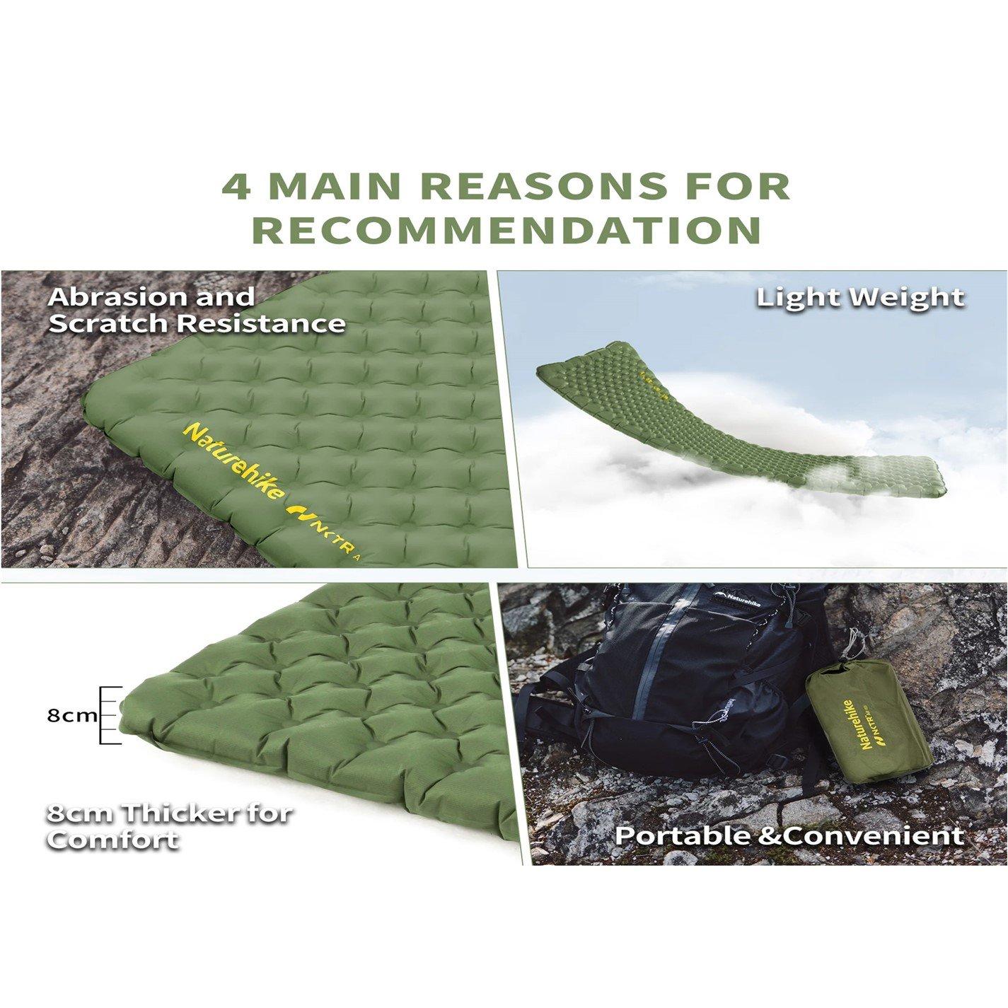 Green - Naturehike - TuYe 4.6 Ultralight Inflatable Camping Airbed - 4