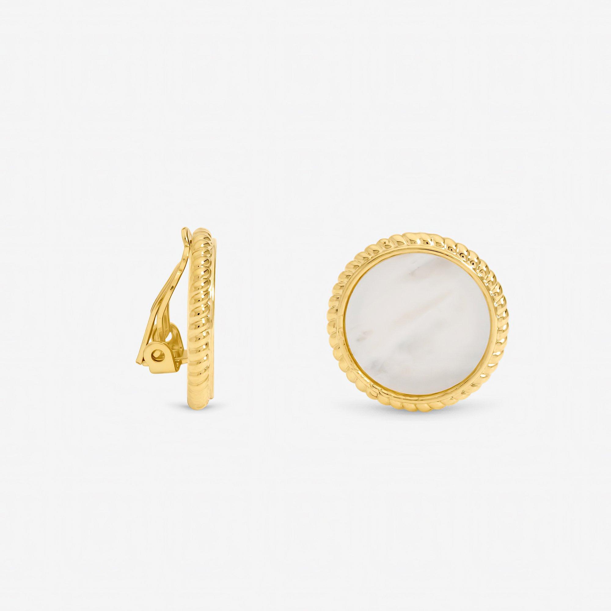 Jon Richard Gold Plated and Mother of Pearl Clip Earrings