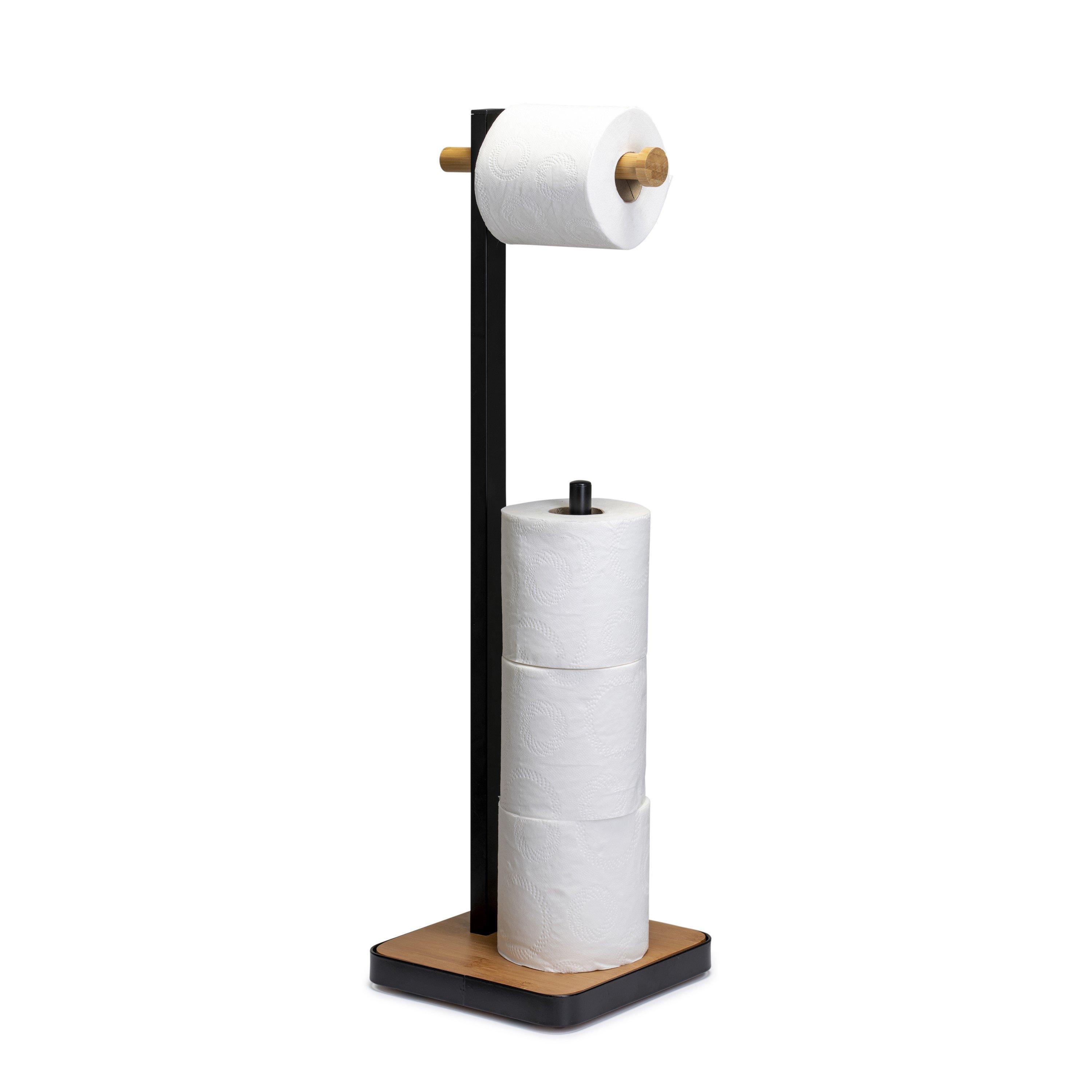 Black - Croydex - Matt Black & Bamboo Toilet Roll Holder - 2