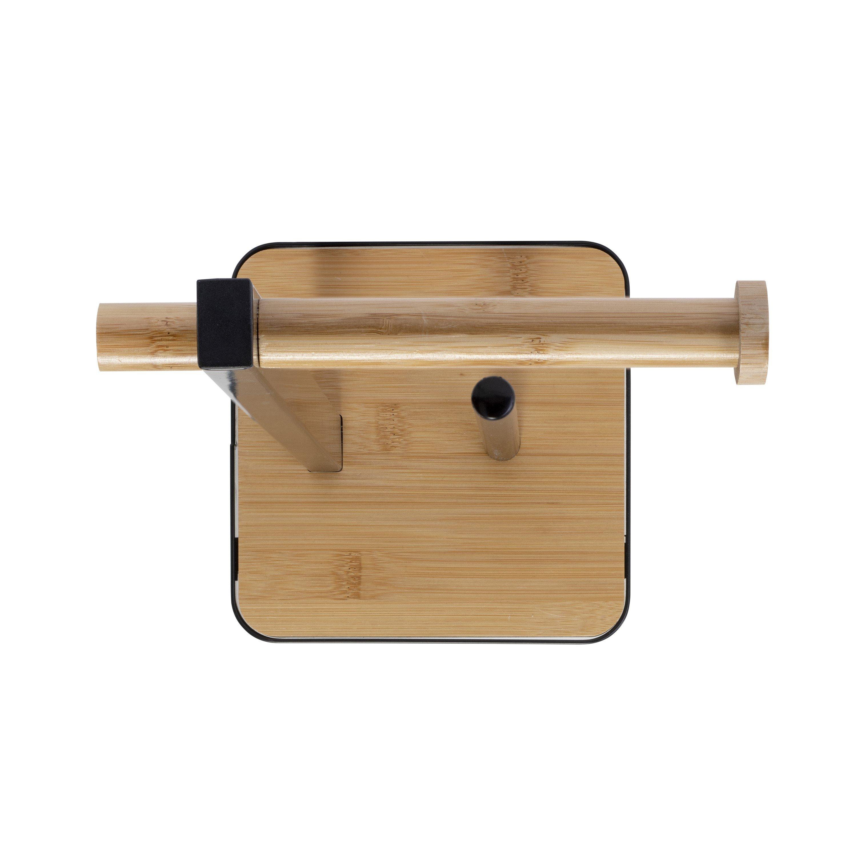 Black - Croydex - Matt Black & Bamboo Toilet Roll Holder - 4