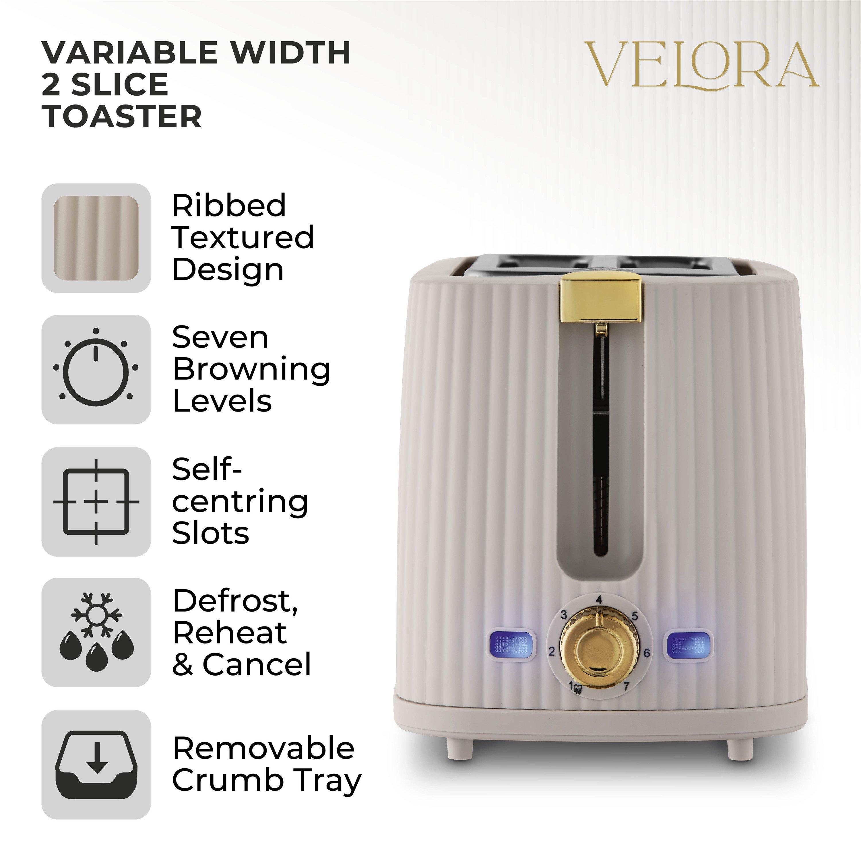 Matte Stone & G - Tower - Tower Velora 2 Slice Toaster 7 Browning Levels - 2