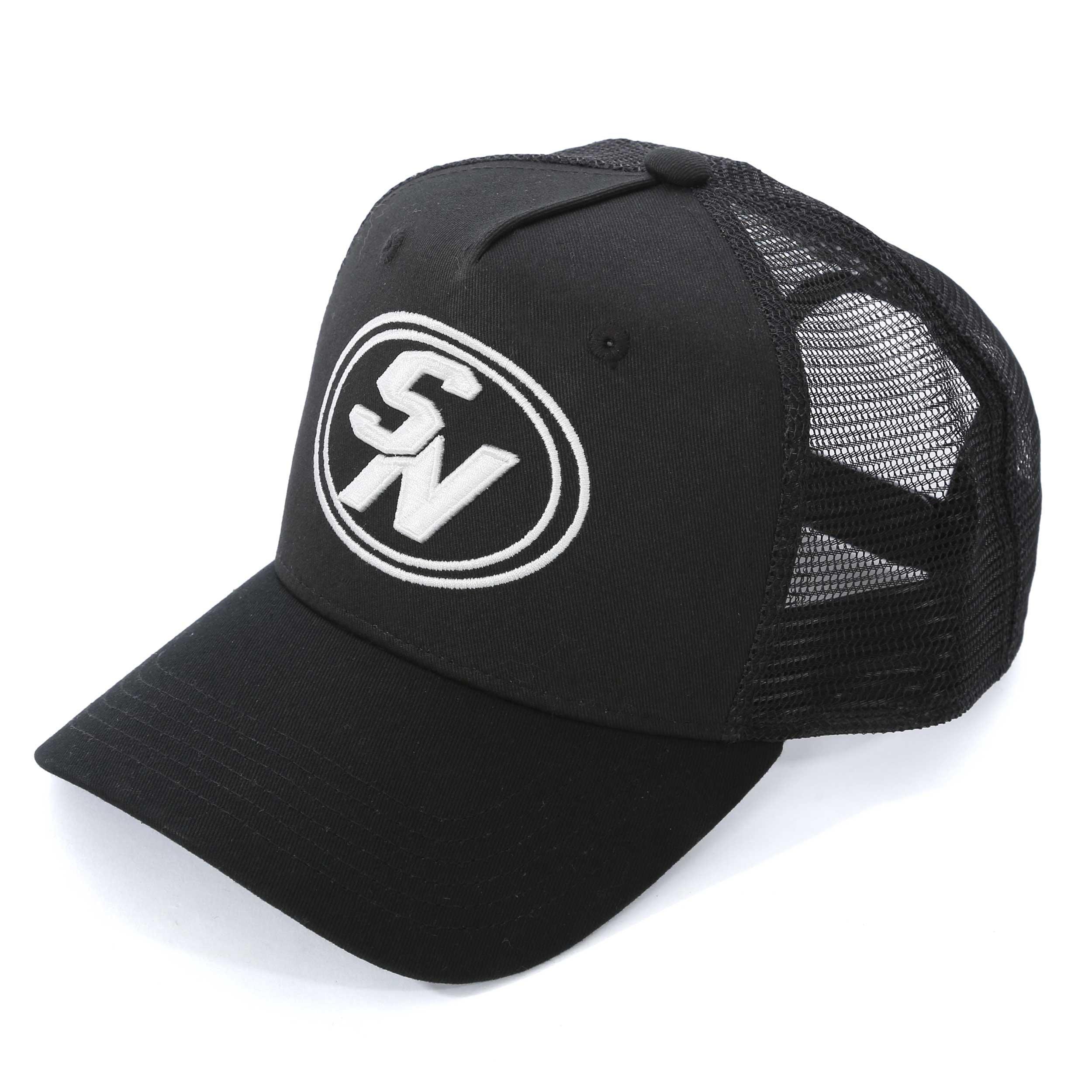 White/Black - Societe Noir - Men's Mesh Trucker Cap - 1