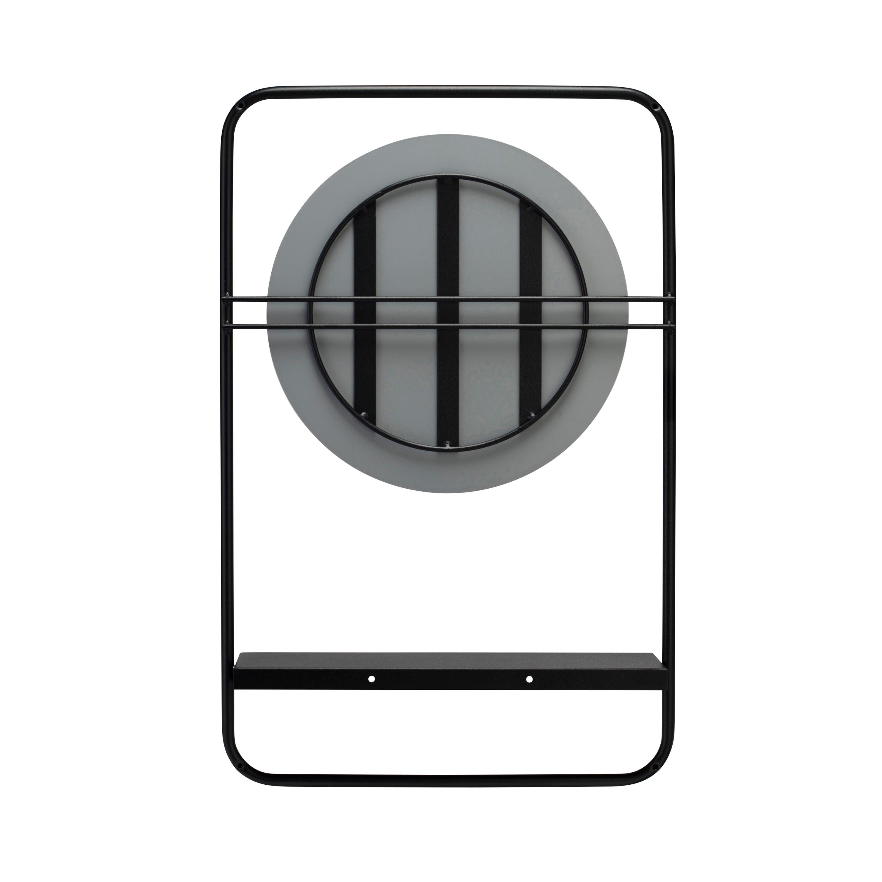 Black - Croydex - Furzton Round Mirror With Matt Black Frame & Shelf - 4