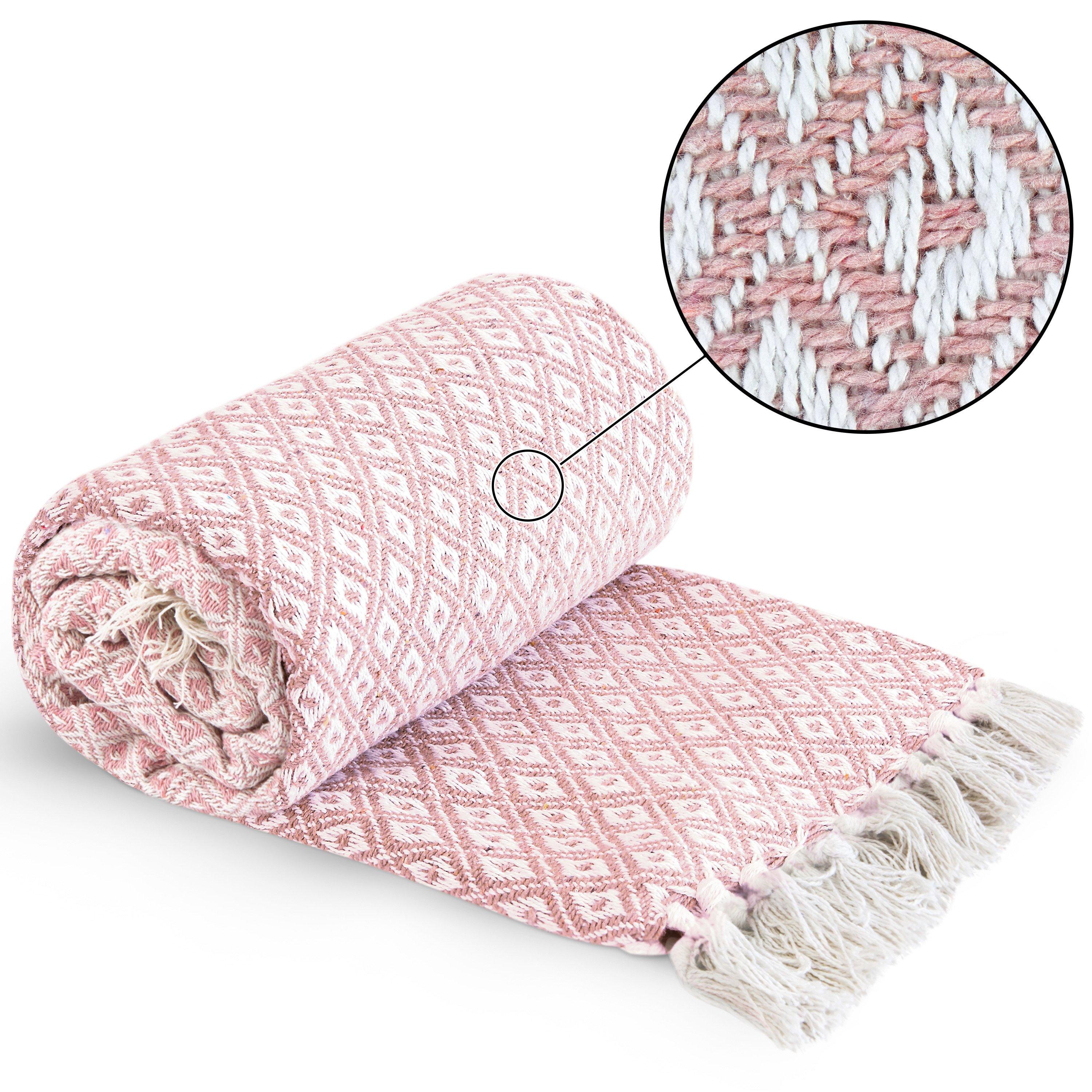 Blush Pink - Emma Barclay - Throw Blanket Cotton Geometric Casablanca - 2