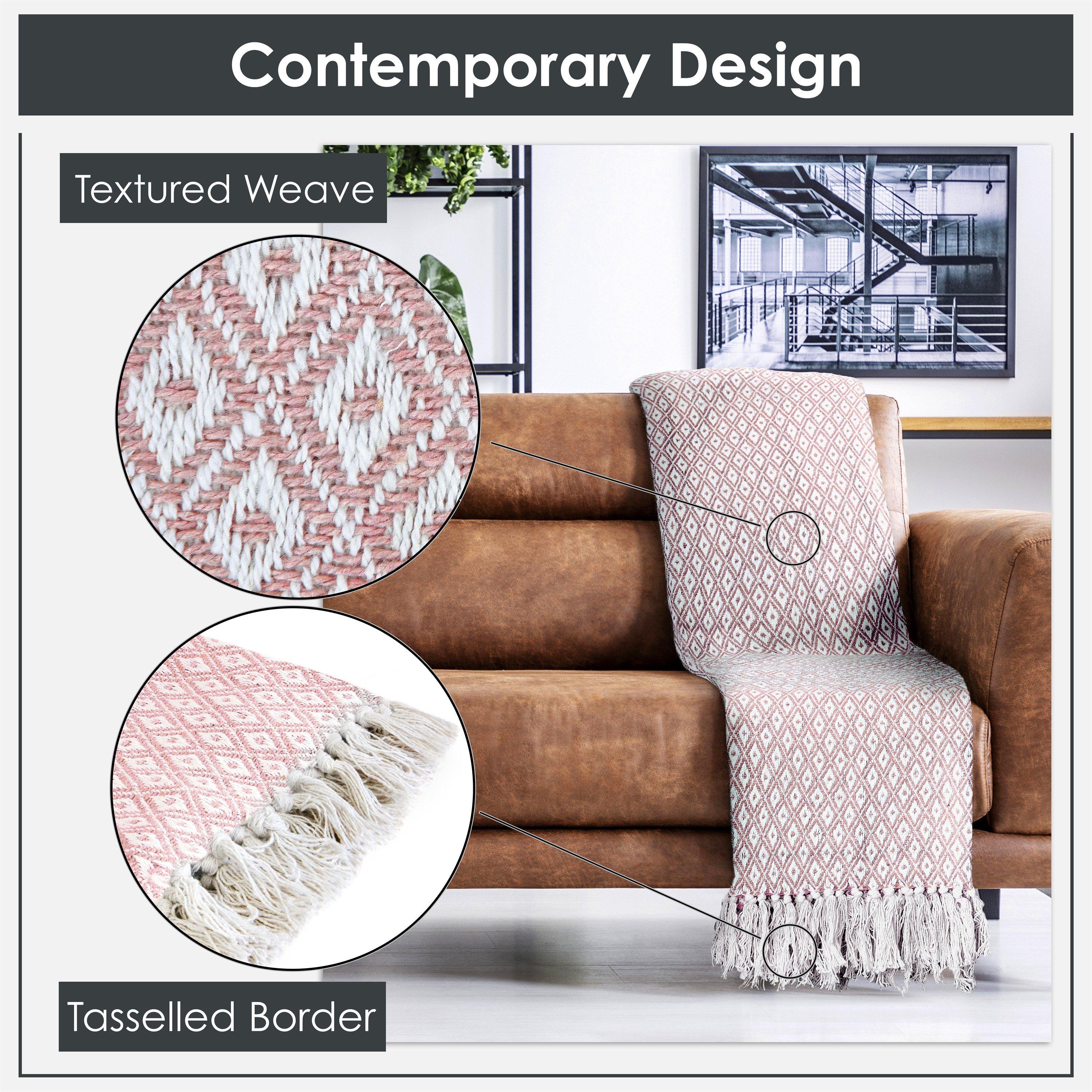 Blush Pink - Emma Barclay - Throw Blanket Cotton Geometric Casablanca - 3