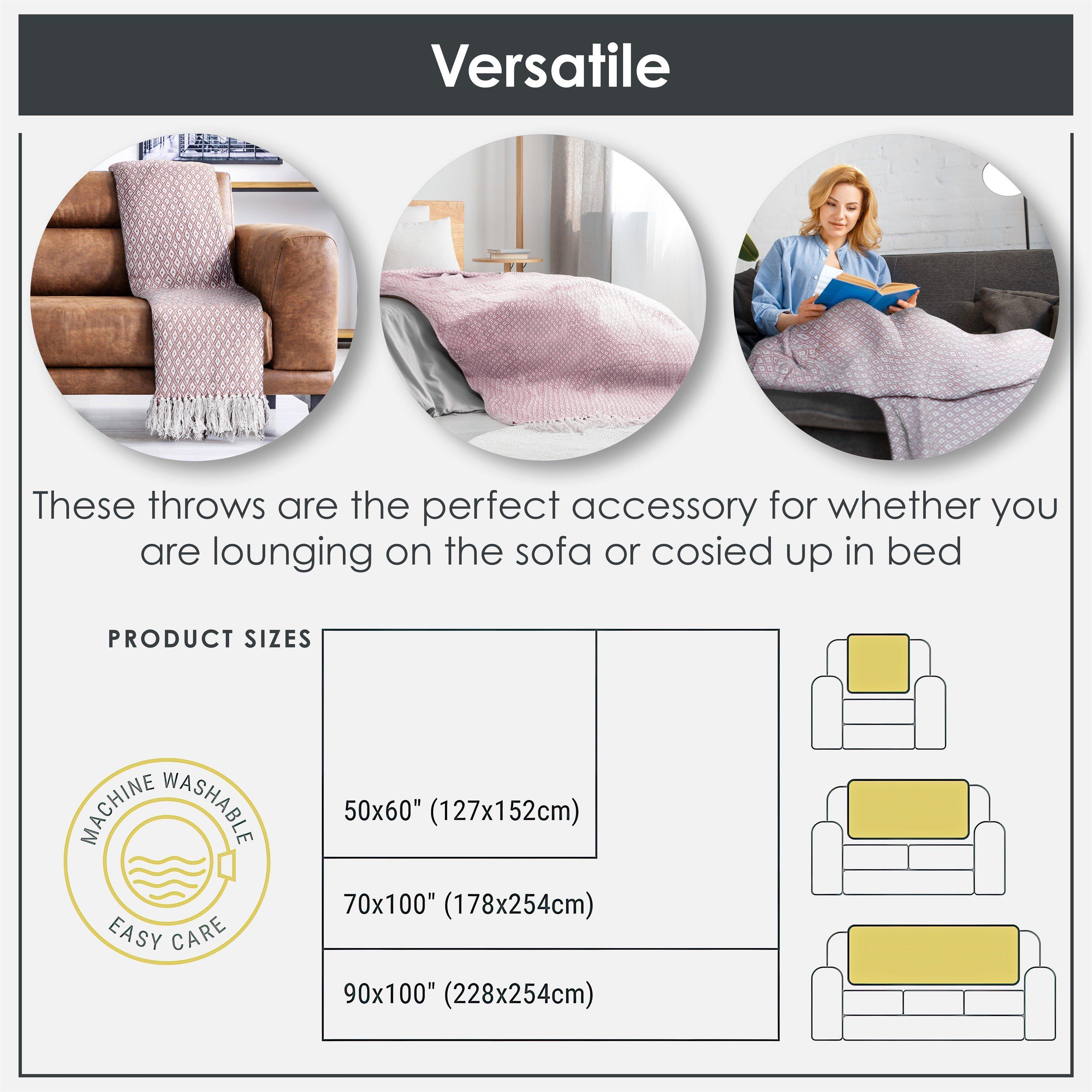 Blush Pink - Emma Barclay - Throw Blanket Cotton Geometric Casablanca - 5