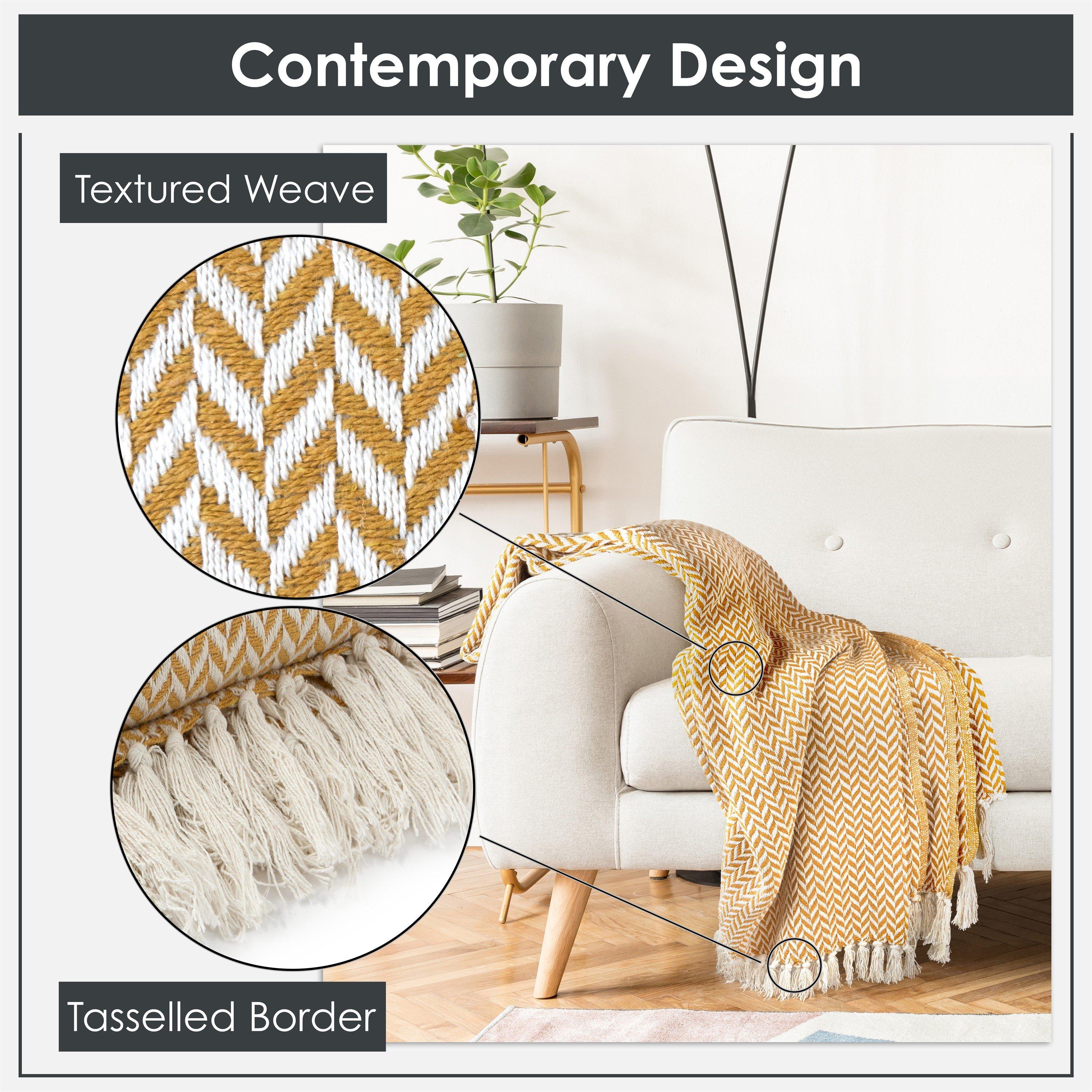 Ochre - Emma Barclay - Throw Blanket Cotton Scandi Woven Cherokee - 3