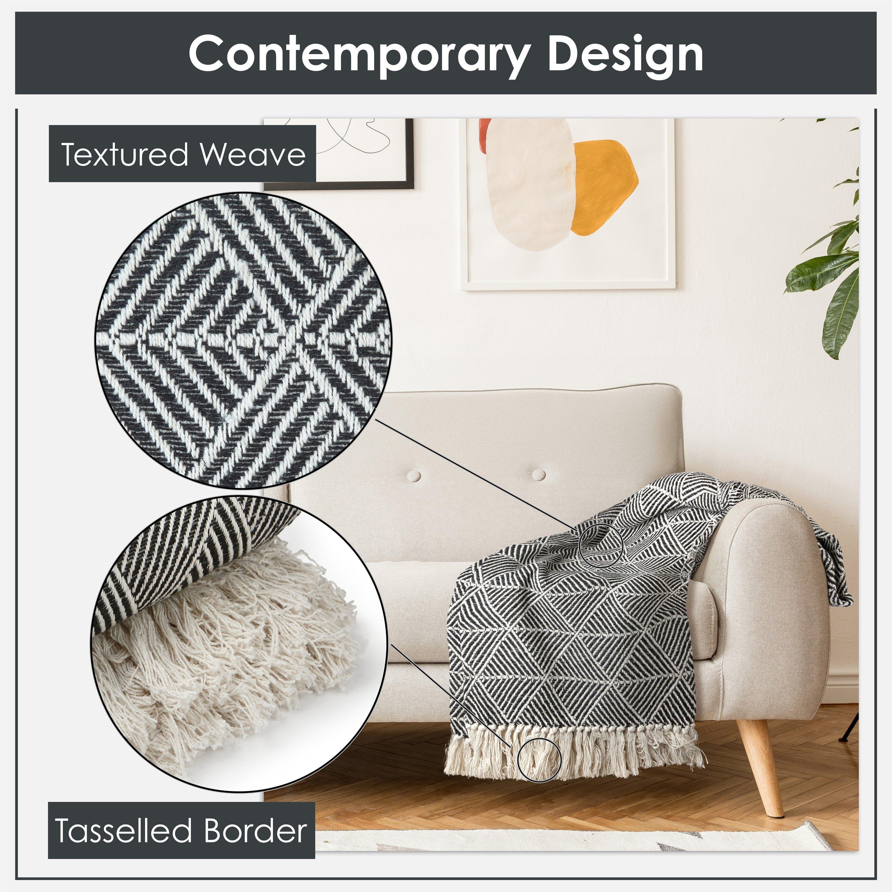 Black - Emma Barclay - Throw Blanket Cotton Scandi Zahra - 3