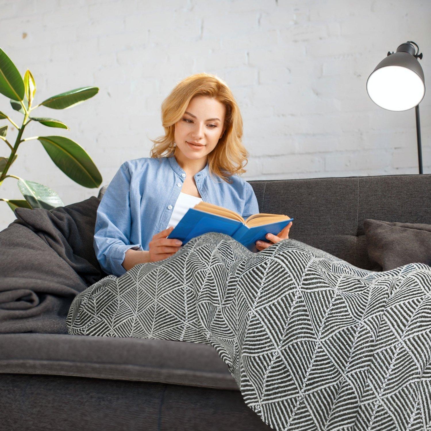 Black - Emma Barclay - Throw Blanket Cotton Scandi Zahra - 5