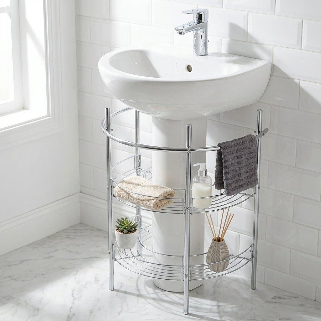Chrome - Croydex - Under Basin Bathroom Storage Unit - 1