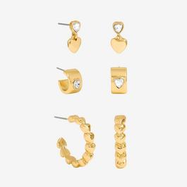 Mood Gold Polished & Crystal Heart Earrings - Pack of 3