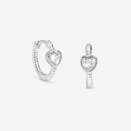 Simply Silver Sterling Silver 925 Cubic Zirconia Heart Hoops