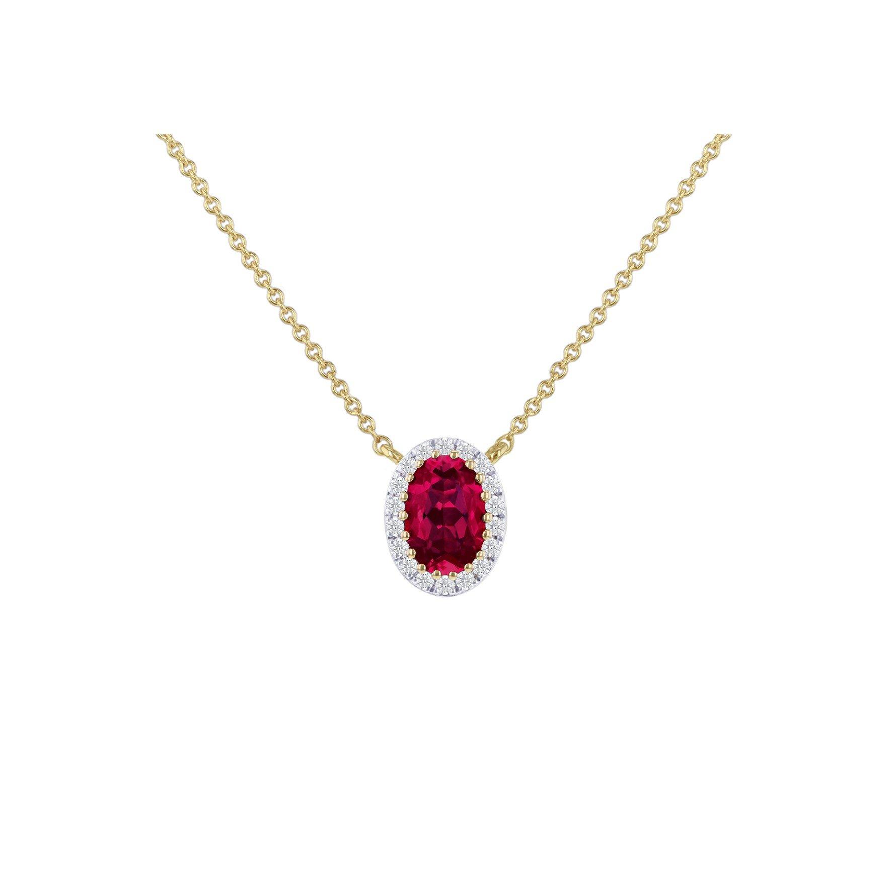 Yellow Gold - Be You - 9ct Gold Lab Created Diamond & Ruby Necklace - 1