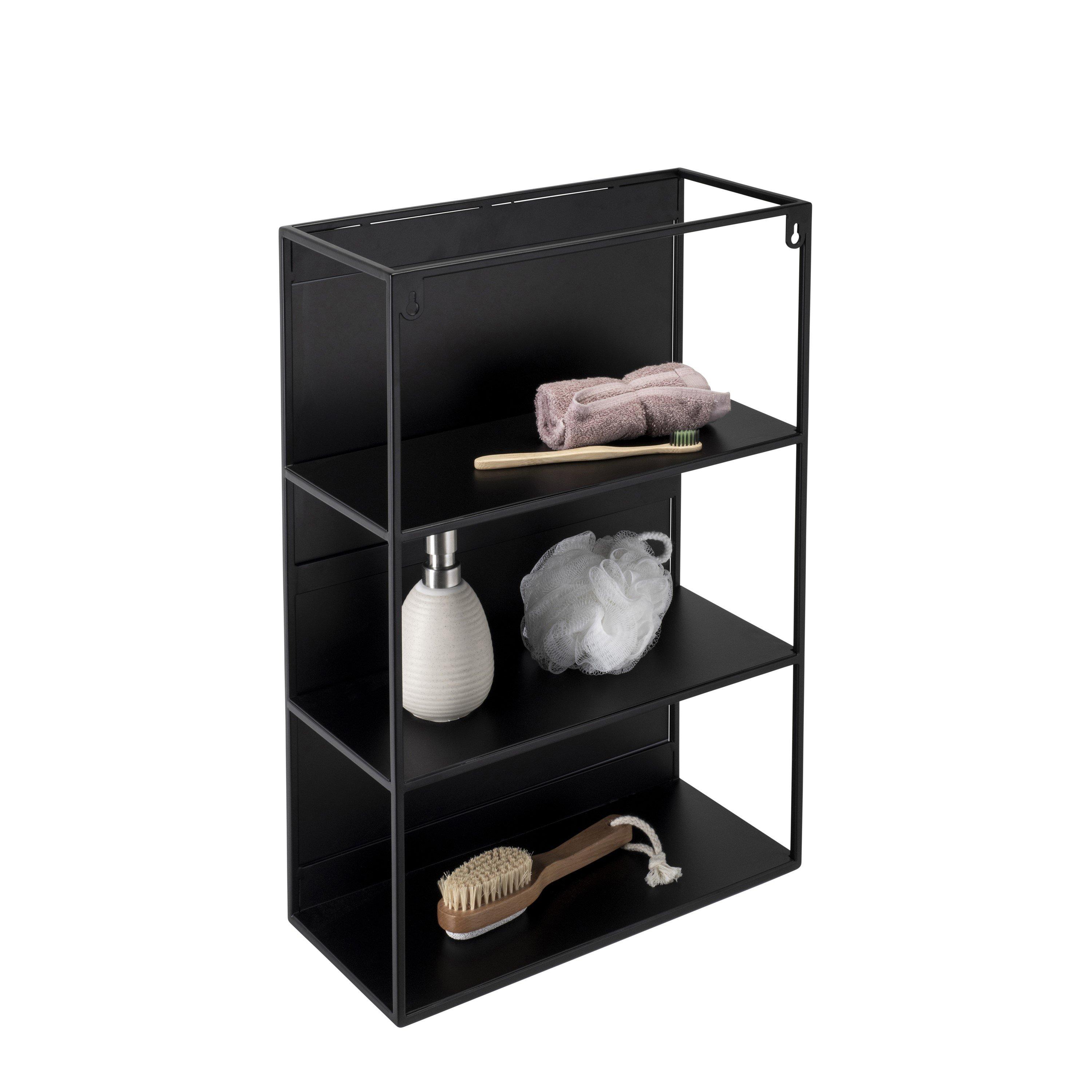 Black - Croydex - 60 x 40cm Rectangular Mirror with Hidden Shelves - 2